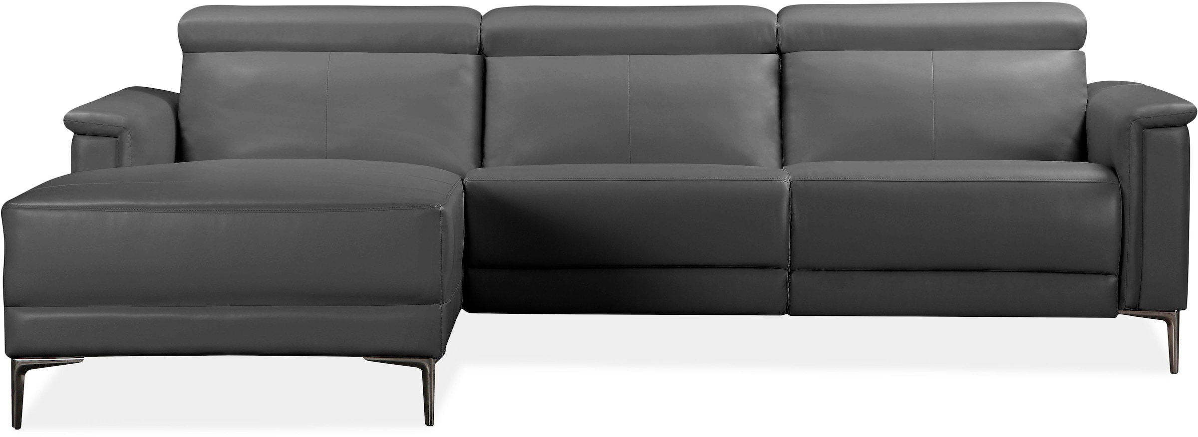 OTTO home Ecksofa »LUND, Naturleder, L-Form, 261cm, man./elektr. Relaxfunktion (USB-A)« und Kopfteilverstellung