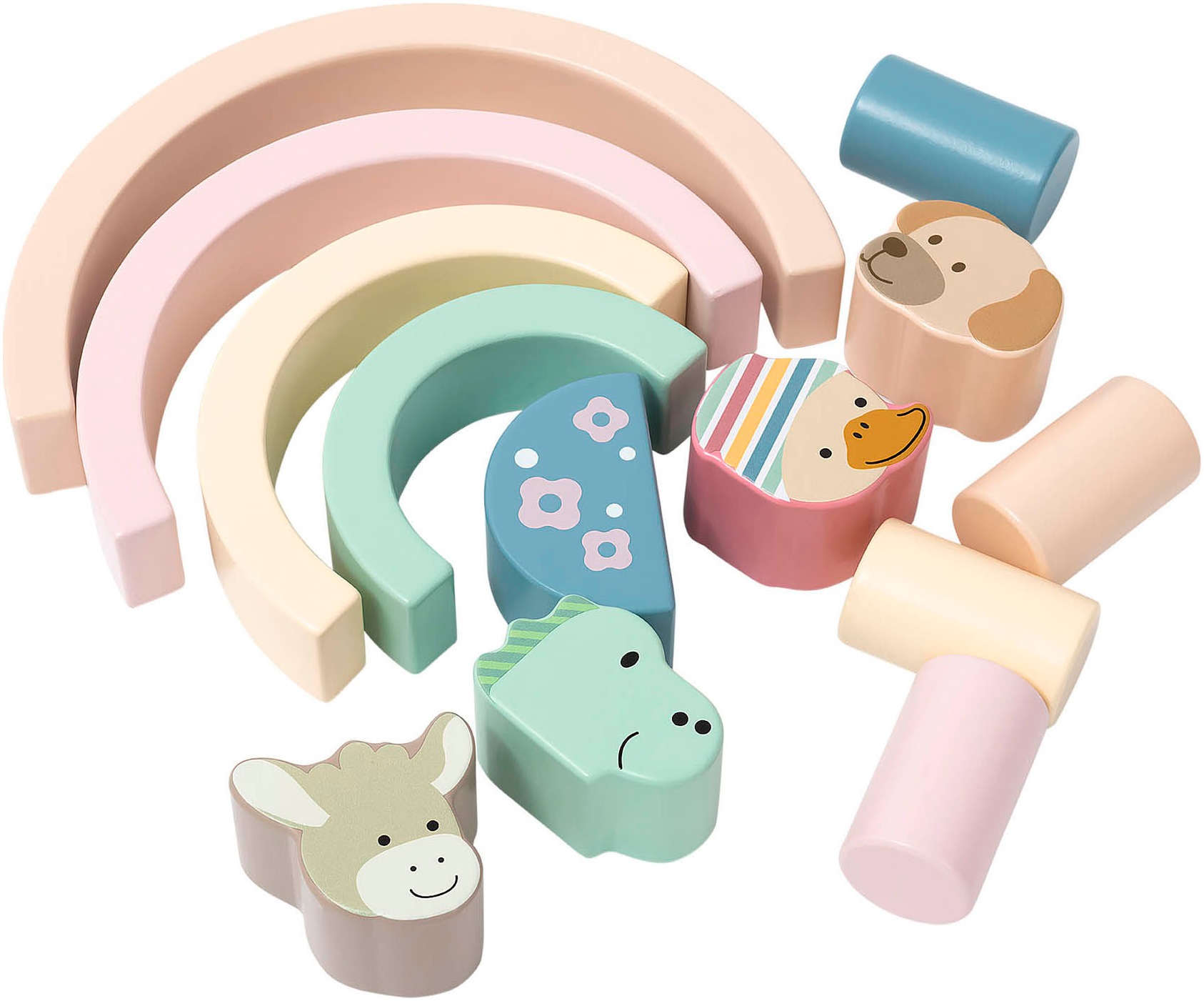 Sterntaler® Spielbausteine »Regenbogen Holzbausteine, rosa« FSC® - schützt Wald