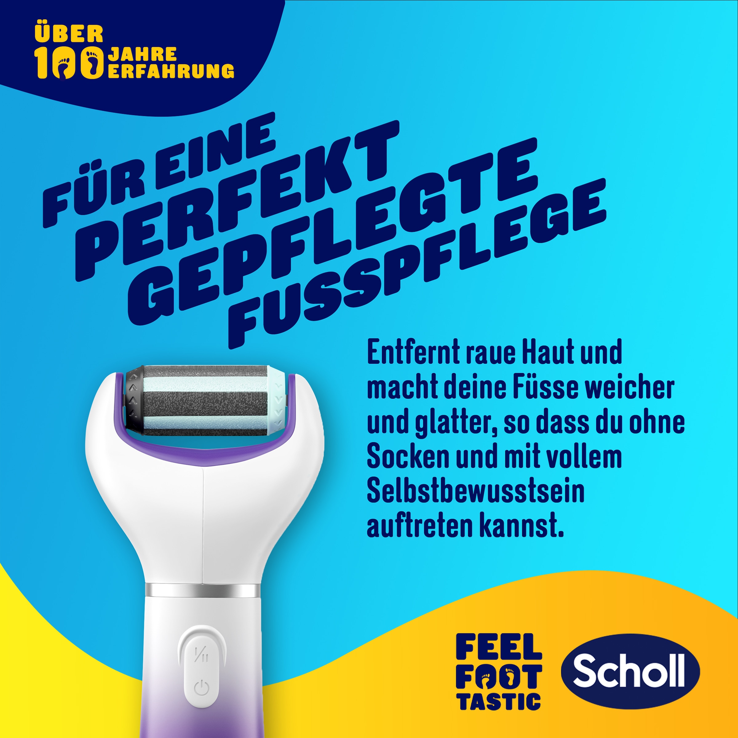 Scholl Elektrischer Hornhautentferner »Expert Care 2-in-1 File & Smooth elektrischer Hornhautentferner«, (Packung), Hornhaut Entfernung für seidig weiche Füße