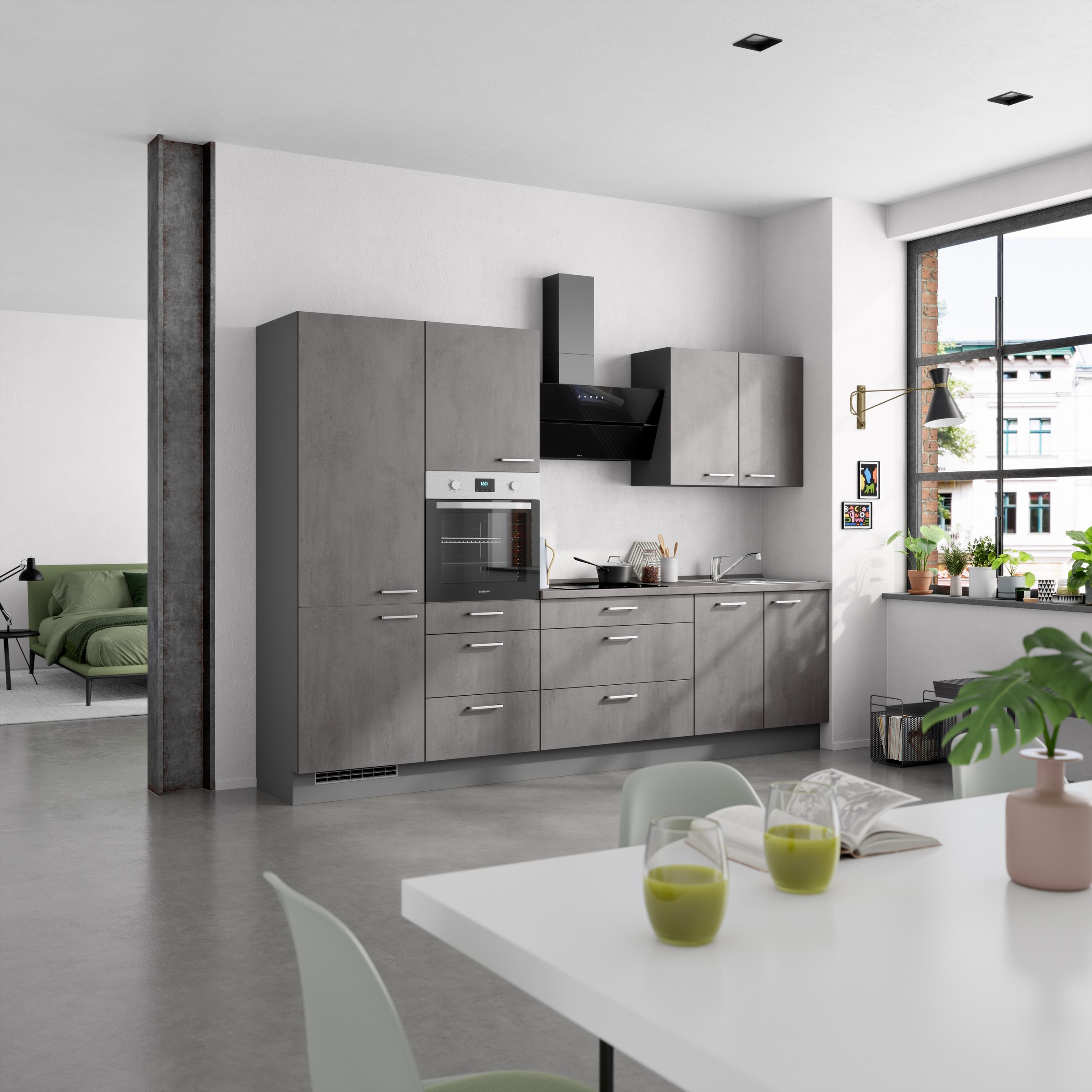 nobilia® Küchenzeile »"Riva II"«, vormontiert, Ausrichtung wählbar, Breite 300 cm, wahlw. mit E-Geräten