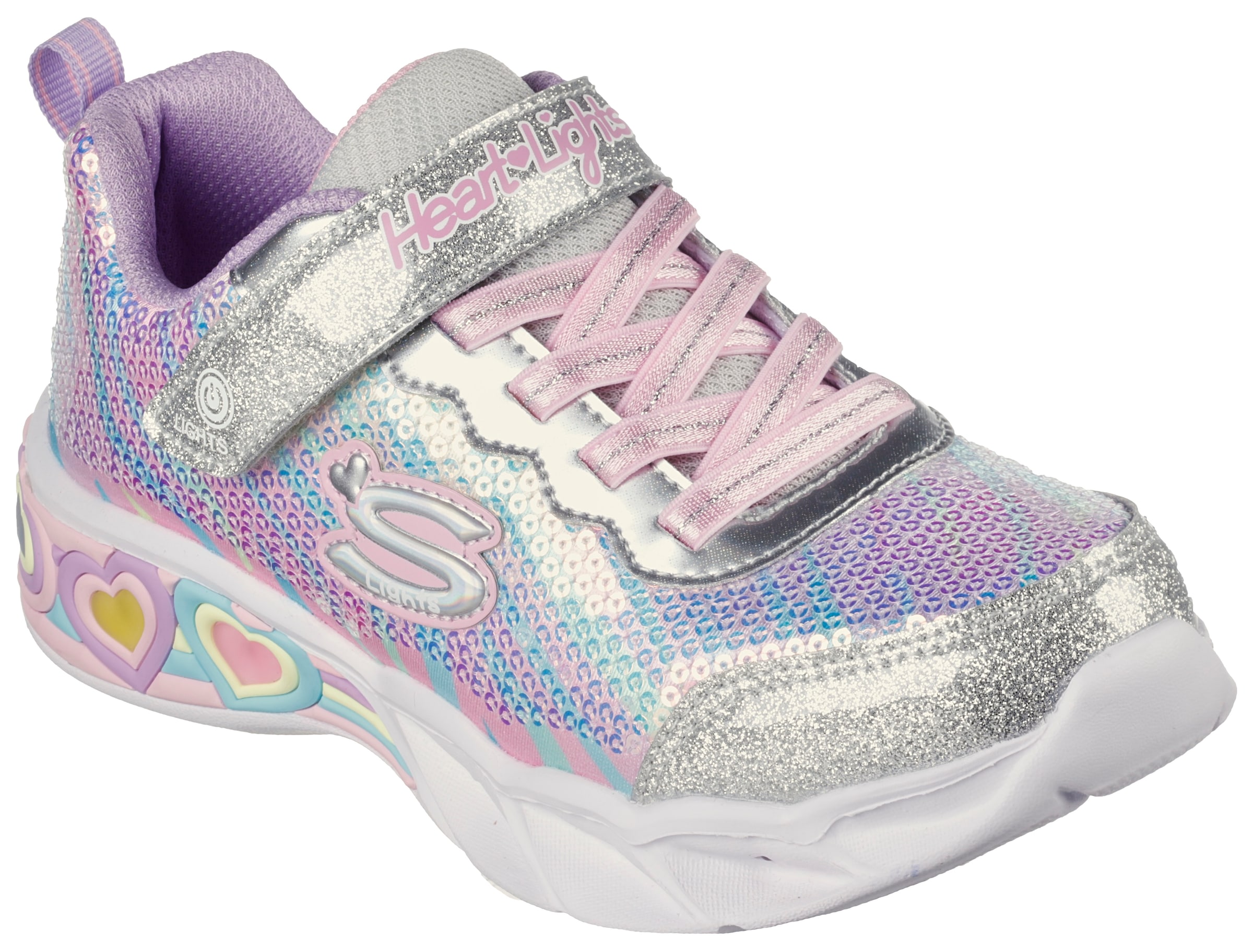 Skechers Sneaker »SWEETHEART LIGHTS«, Klettschuh, Freizeitschuh, Blinkschuh mit schimmerndem Metallic Look