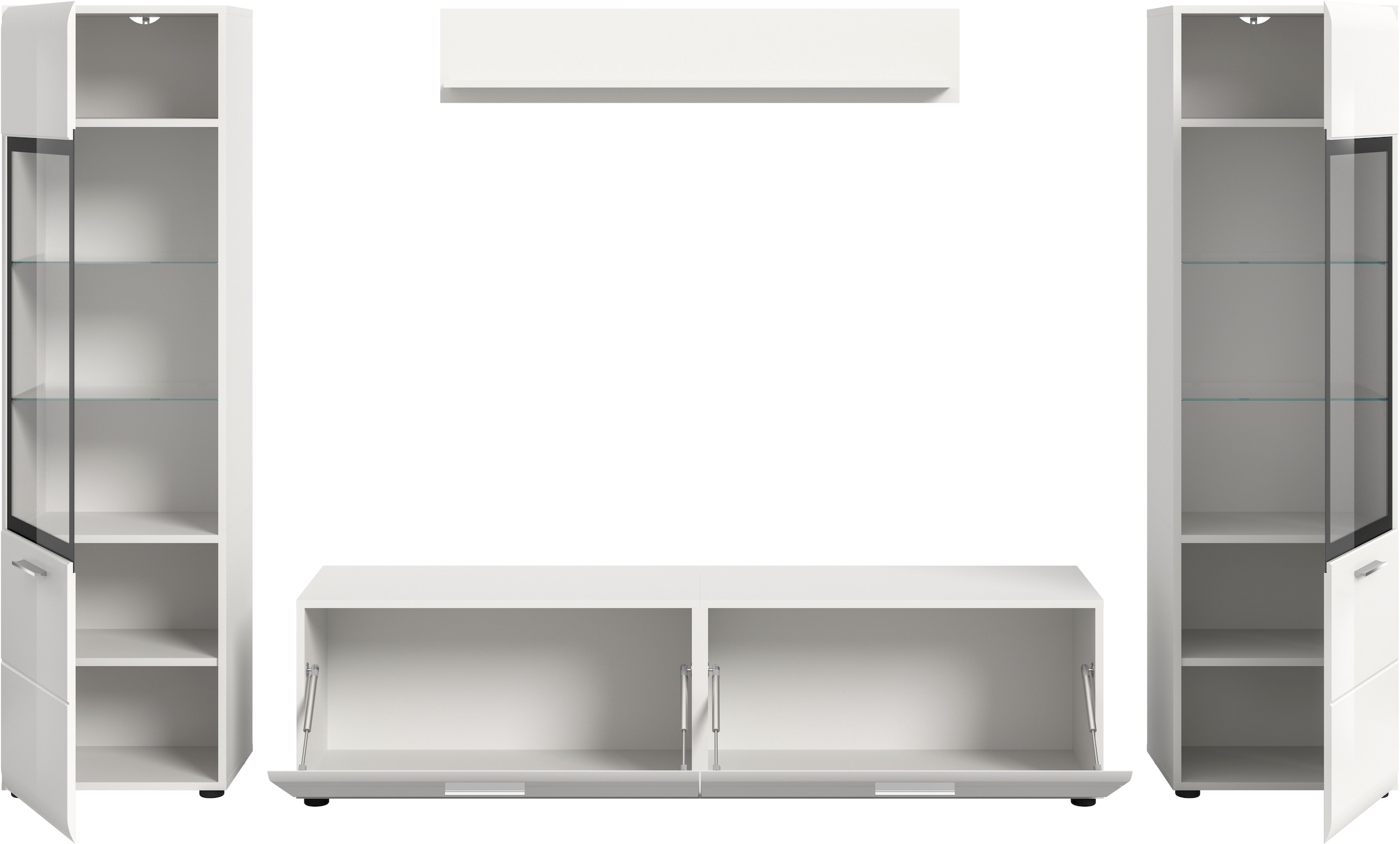 Home affaire Wohnwand »FLORENZ, 4-teilige Wohn-Kombination, hochwertige MDF-Front« Set, Set, best. aus: 2 Vitrinen, 1 Lowboard, 1 Wandboard, 4 Stk. tlg.