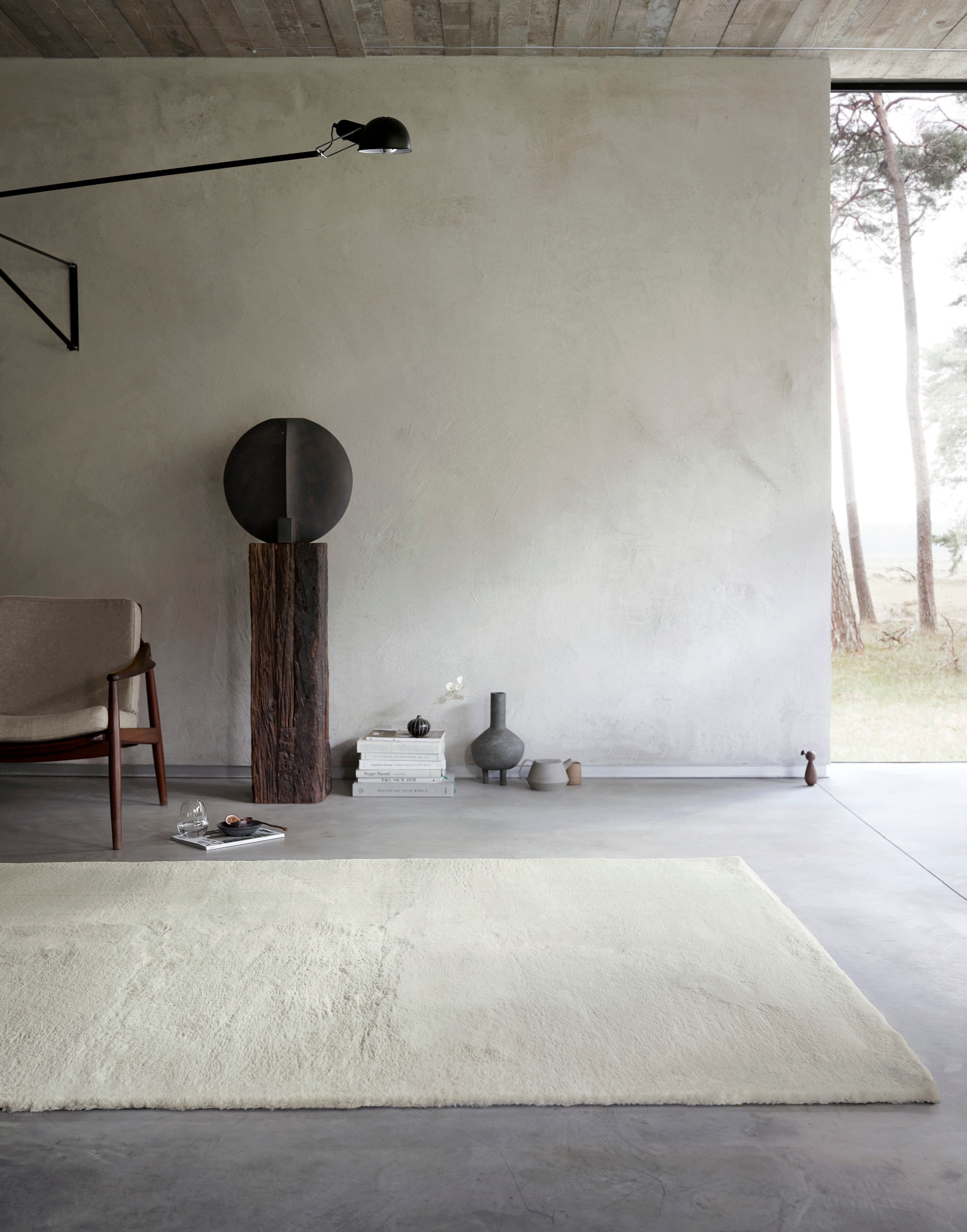 Wecon home Basics Hochflor-Teppich »Anna«, rechteckig, 25 mm Höhe, Wohnzimmer, Schlafzimmer, Felloptik, sehr weich und flauschig, Uni