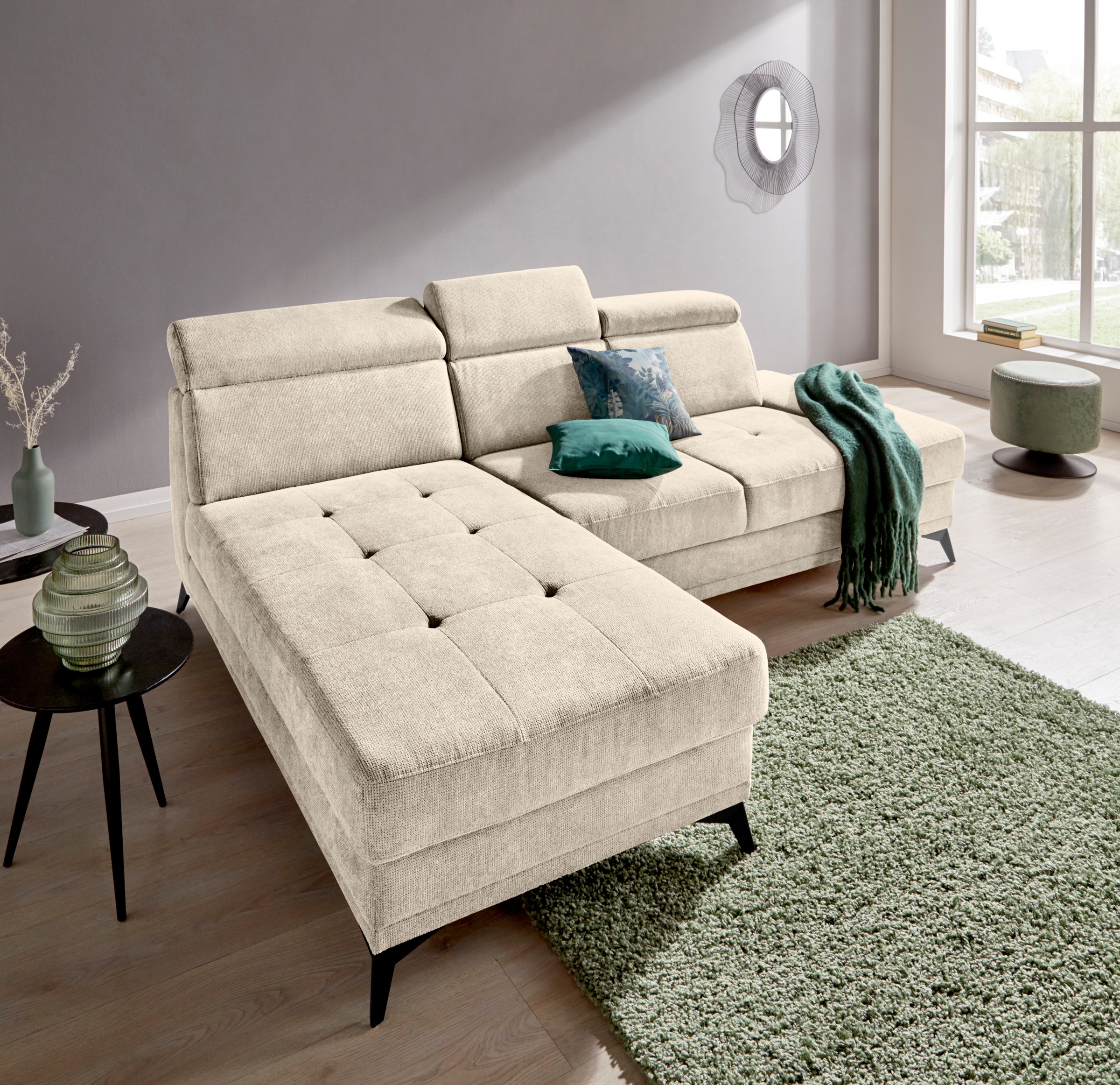 Home affaire Ecksofa »Cardiz L-Form« inkl.Kopfteilverstellung und Federkern günstig online kaufen