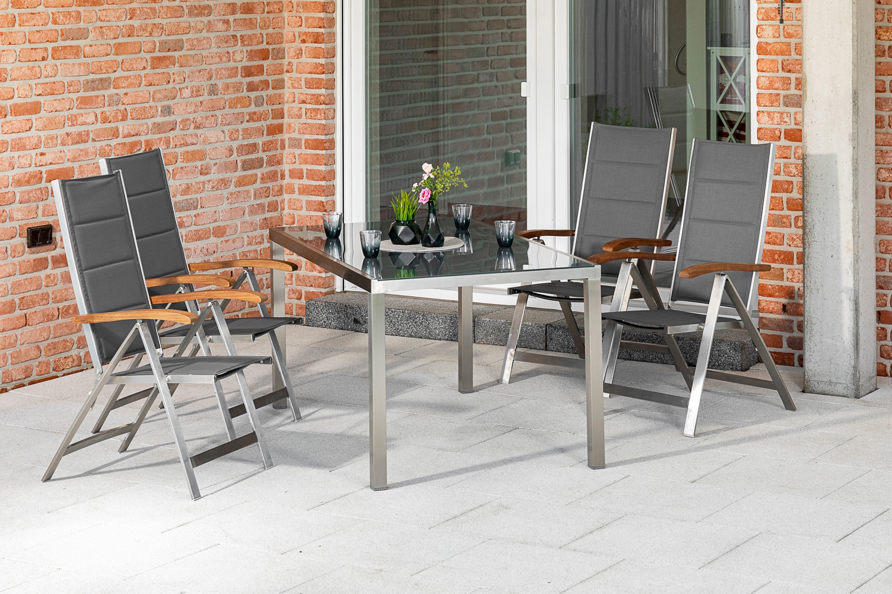 MERXX Garten-Essgruppe »Ferrara« 5 Stk. tlg. 4 Klappsessel, Gartentisch günstig online kaufen