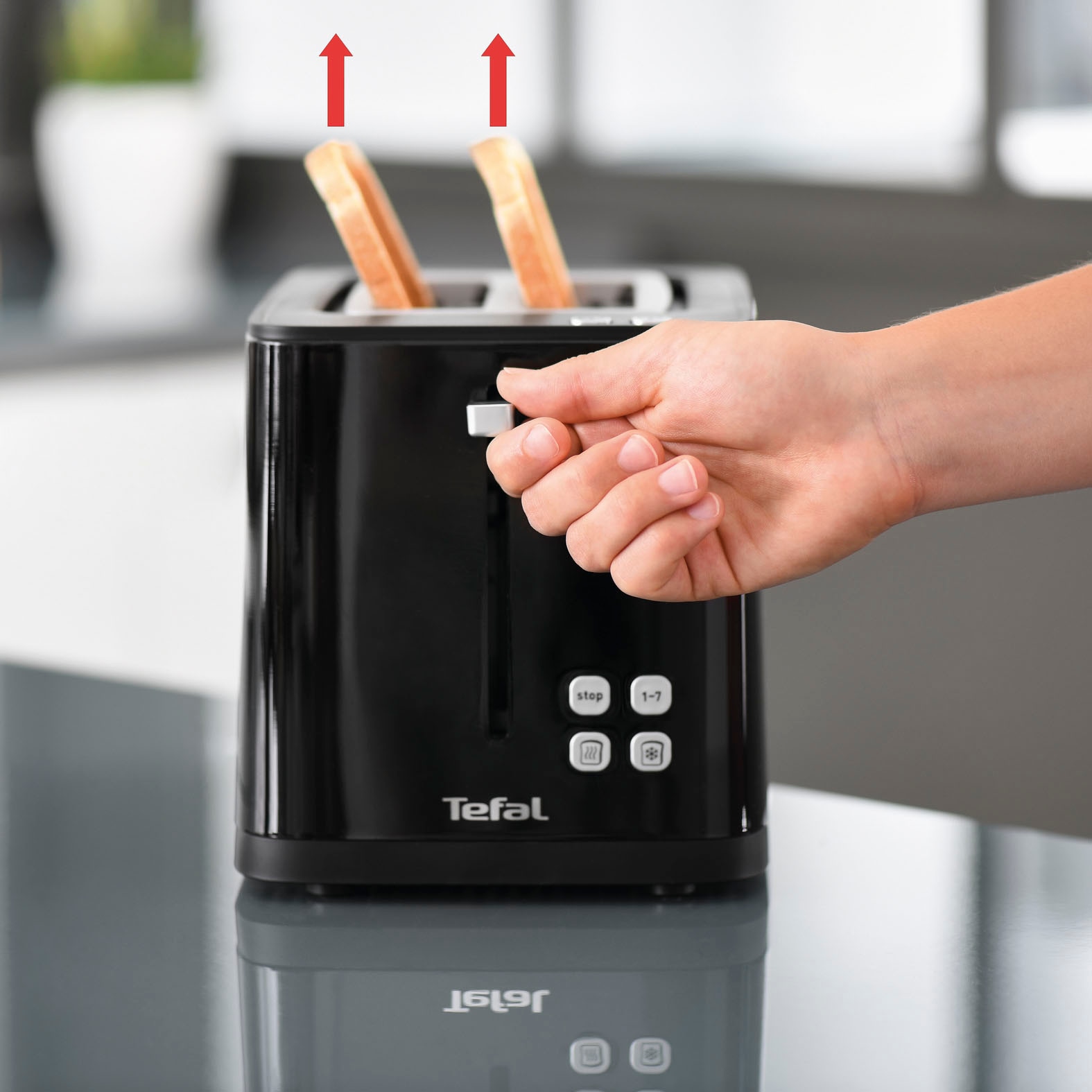 Krups Toaster »KH6418 Smart'n Light«, 2 kurze Schlitze, 800 W, Digitaldisplay, 7 Bräunungsstufen, automatische Zentrierung des Brots