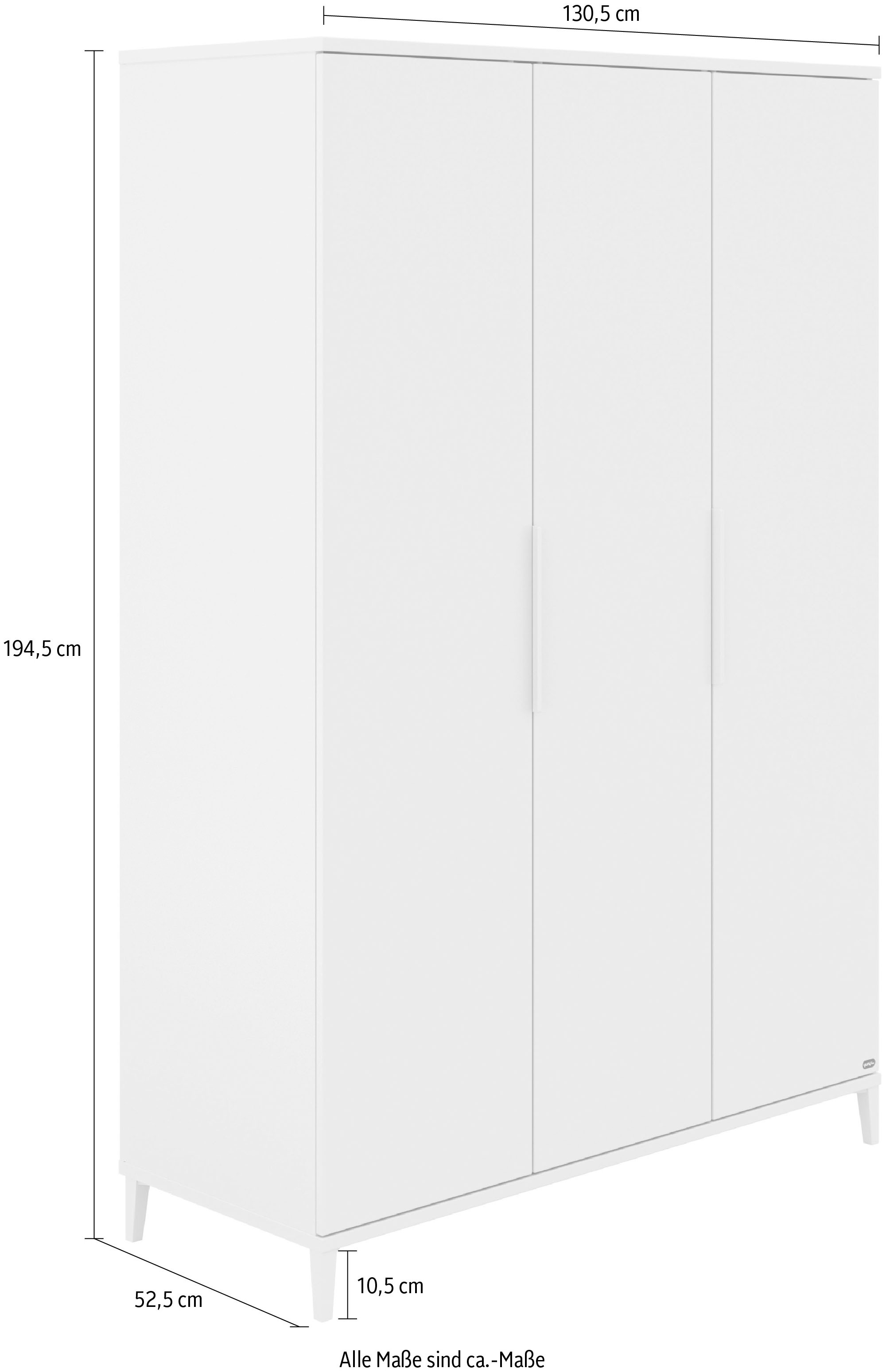 YUNY by PAIDI Kleiderschrank »SISTER LOU, yuny by PAIDI«, mit 3 Türen, inklusive 4 Einlegeböden und 2 Kleiderstangen