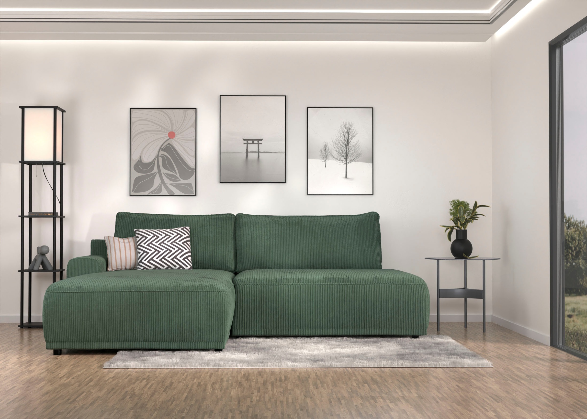 TRENDMANUFAKTUR Ecksofa »Fordon II, Schlafsofa mit Bettkasten, Couch in L-F günstig online kaufen
