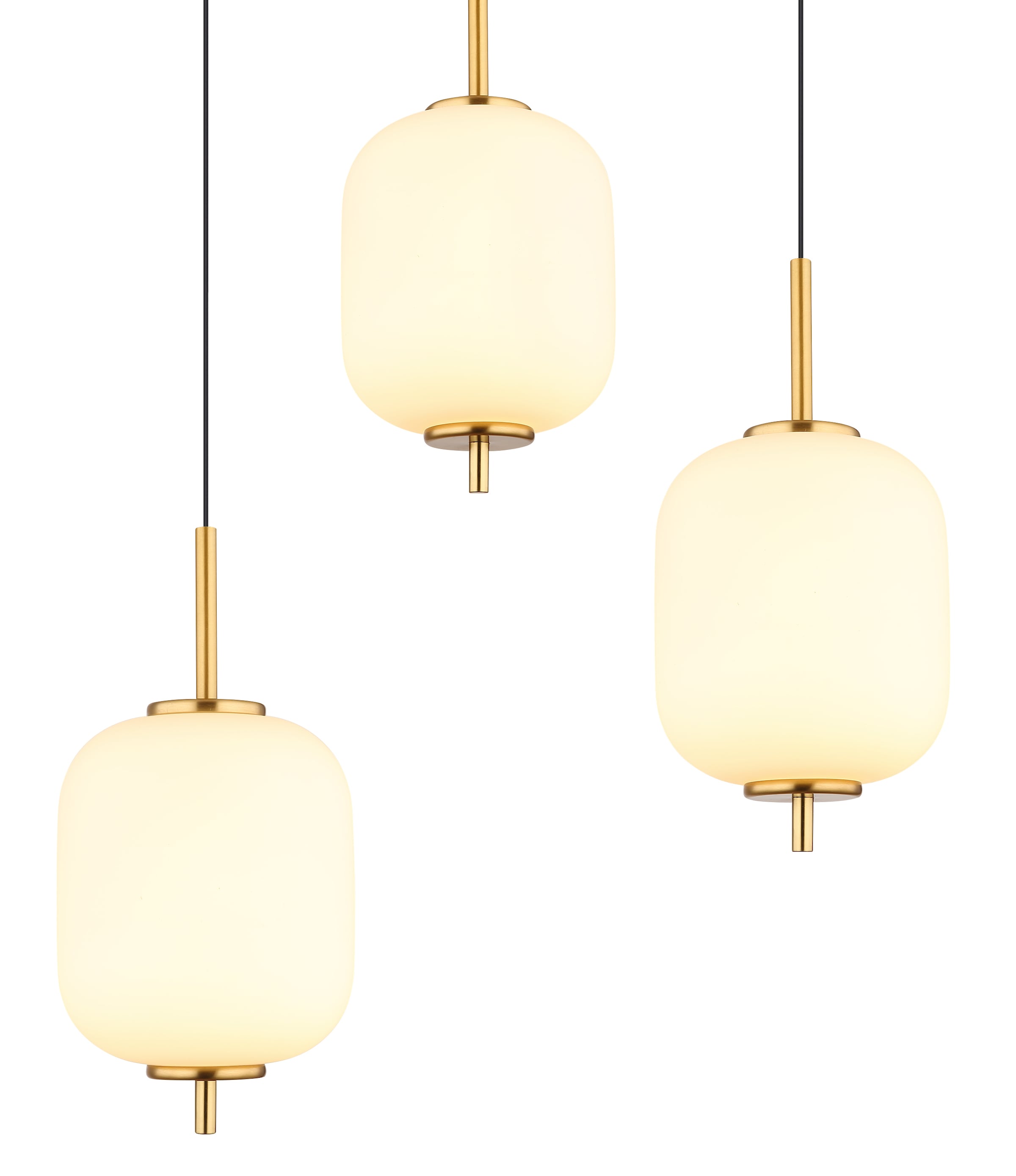 GLOBO LIGHTING LED Pendelleuchte »EWALD«, Leuchtmittel LED-Modul | LED fest integriert, Hängelampe/Hängeleuchte/Glas opal/höhenverstellbar/messingfarben