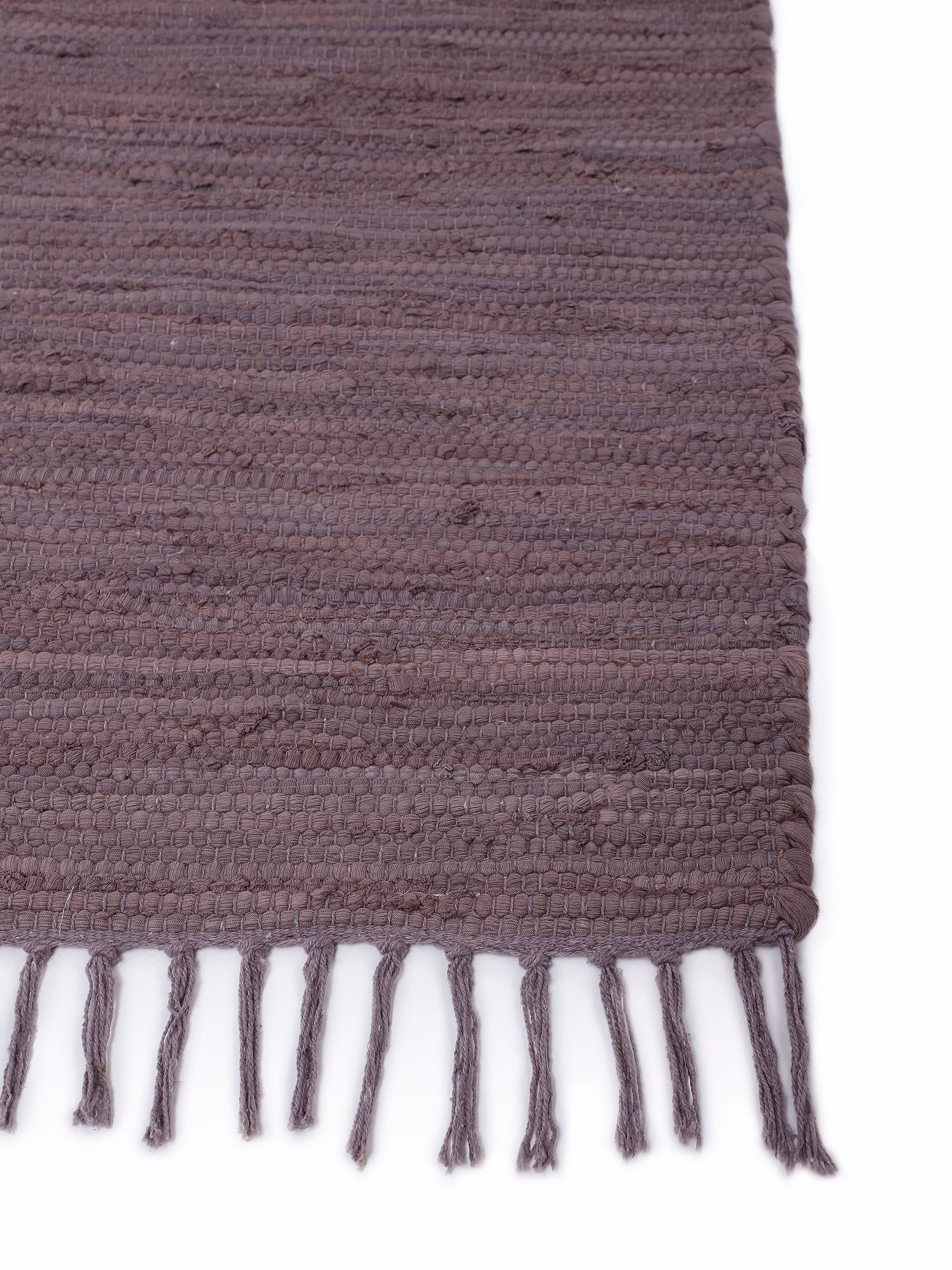 carpetfine Teppich »Kelim Chindi uni«, rechteckig, 5 mm Höhe, Wendeteppich, reine Baumwolle, handgewebt, Uni-Farben, mit Fransen