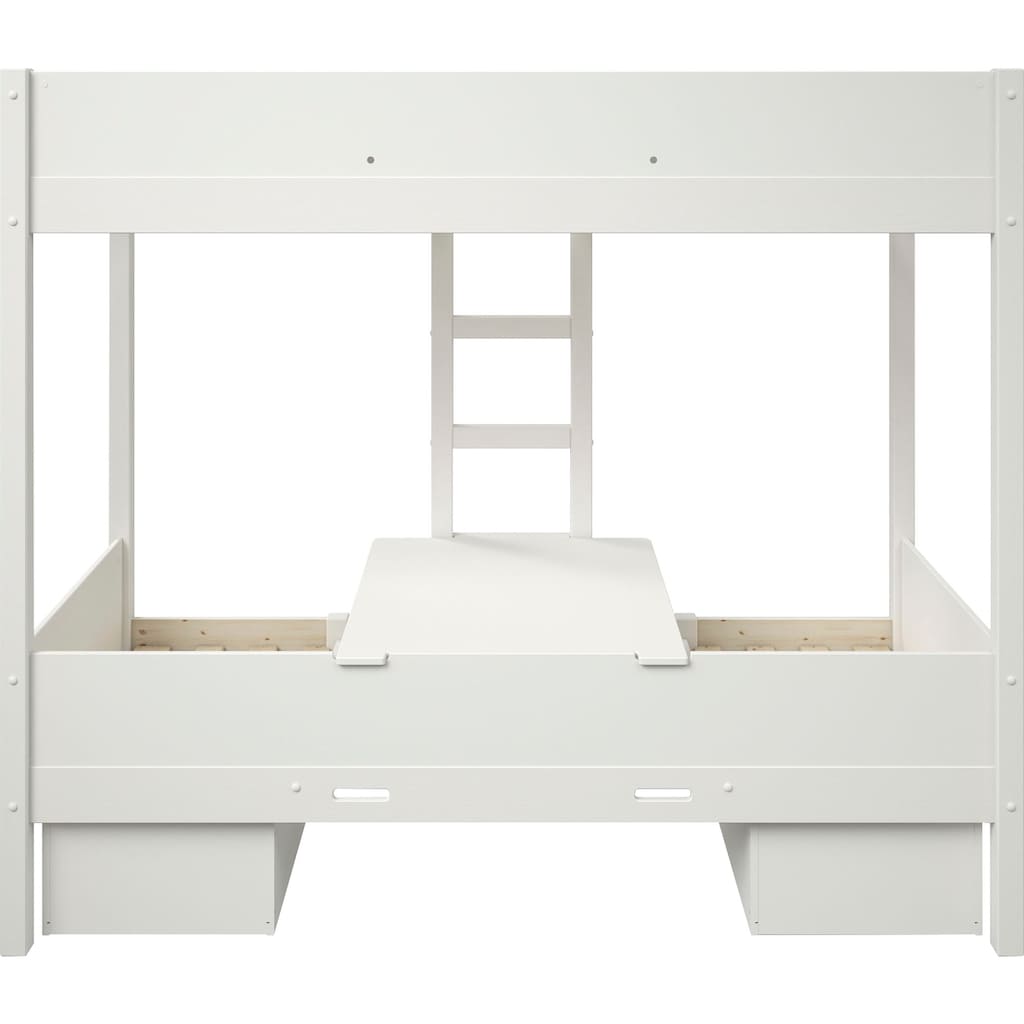 Lüttenhütt Etagenbett »Stockbett "TIPO", Topseller! Inklusive unterer Auflagen, 90x200cm«, viel Stauraum, Massivholz,inklusive Tisch,2 Schubkästen,2 Schlafplätze