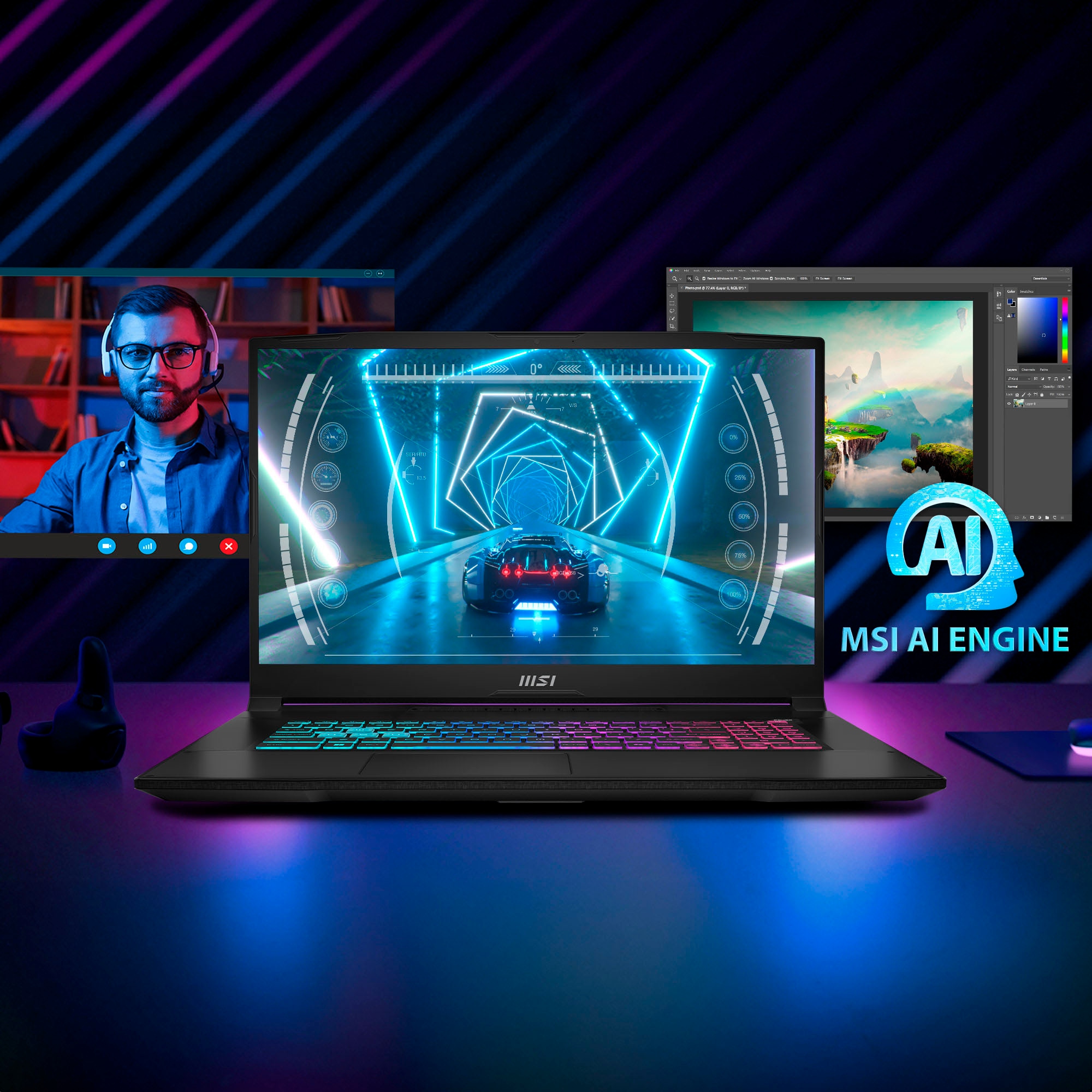 MSI Gaming-Notebook »Katana A17 AI B8VG-1008« 43,9 cm / 17,3 ″ AMD Ryzen 7 GeForce RTX 4070 1.000 GB SSD