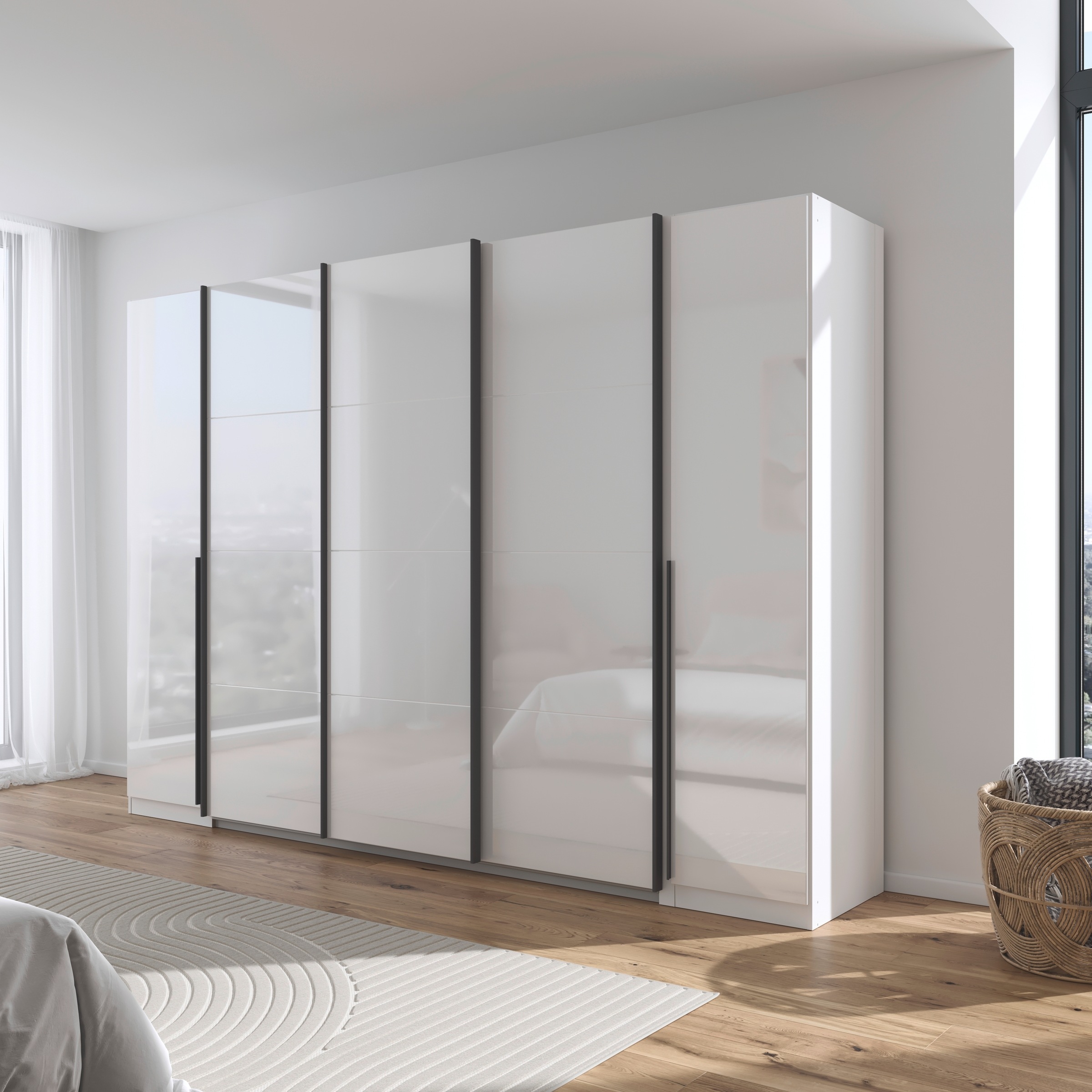 rauch Schwebetürenschrank »Agordo«, (im angesagten Mix aus Dreh- und Schwebetüren), optional mit Spiegel und zwei Griff-Farben MADE IN GERMANY