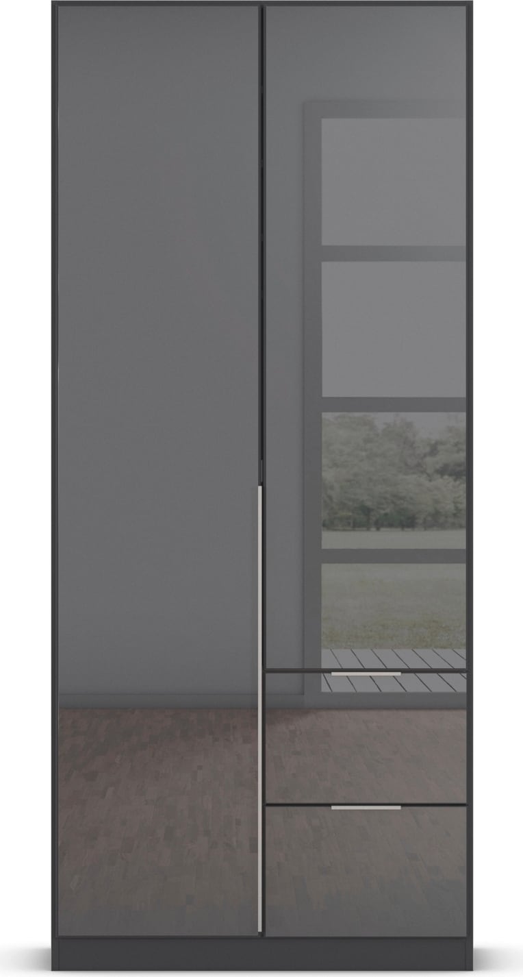 rauch Drehtürenschrank »Kleiderschrank Kleiderschränke Schrank Garderobe AGORDO mit Glasfront«, (in zwei Griff-Farben mit Glasfront), mit Außenschubkästen, in 6 Breiten und 2 Höhen MADE IN GERMANY