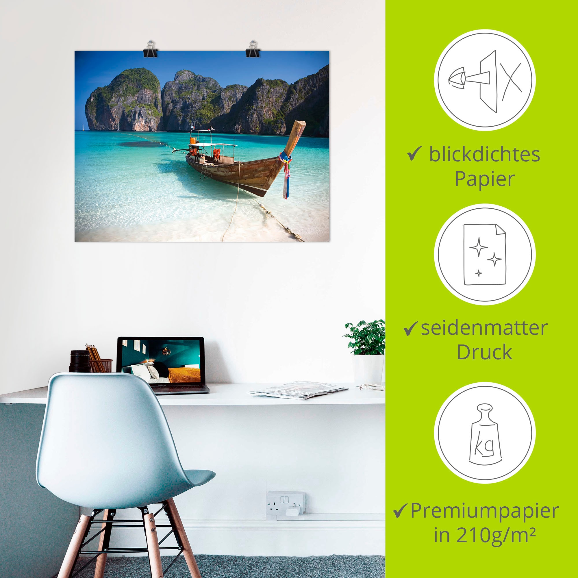 Artland Wandbild »Maya Bay, Koh Phi Phi Leh, Thailand«, Boote & Schiffe, (1 St.), als Leinwandbild, Poster, Wandaufkleber in verschied. Größen