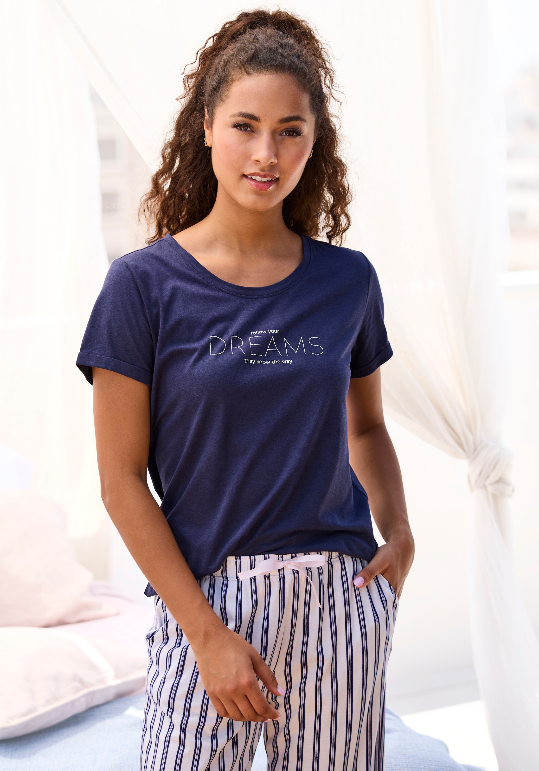 s.Oliver Pyjamaoberteil, mit Frontdruck