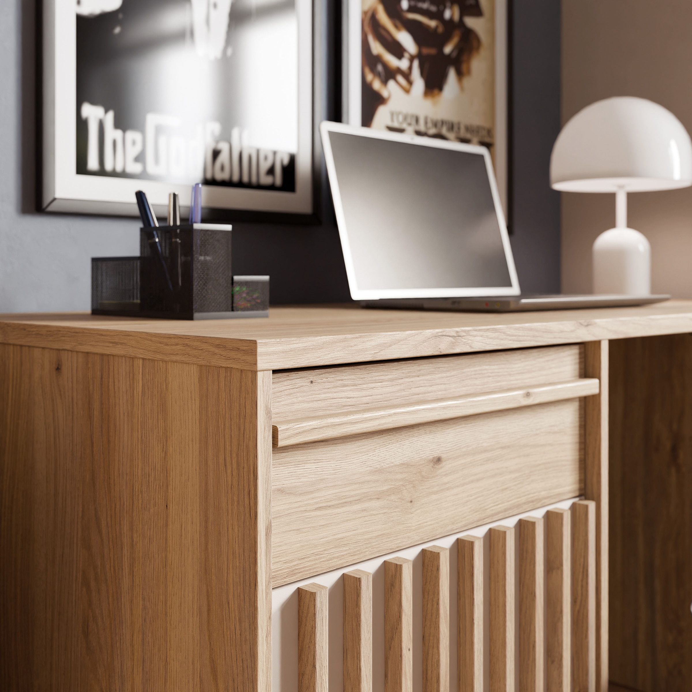 FORTE Schreibtisch »Soft Close und Vollauszug, viel Stauraum, in 2 Farben erhältlich« B/H/T 130/76/60 cm/Schubkasten mit Vollauszug