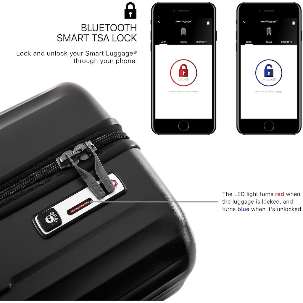 Heys Hartschalen-Trolley »Smart Luggage®, 53 cm, Burgund«, 4 Rollen