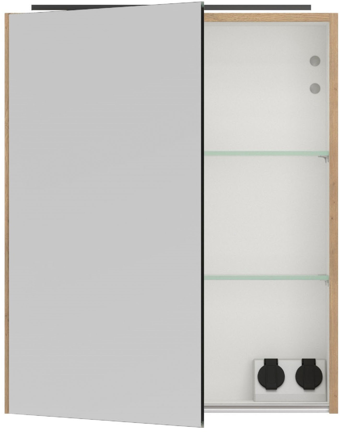 nobilia® Spiegelschrank »Prina«, (inkl. Beleuchtung mit Dimmerfunktion), in Breiten 60, 80, 100 und 120 cm, innenliegende Steckdose