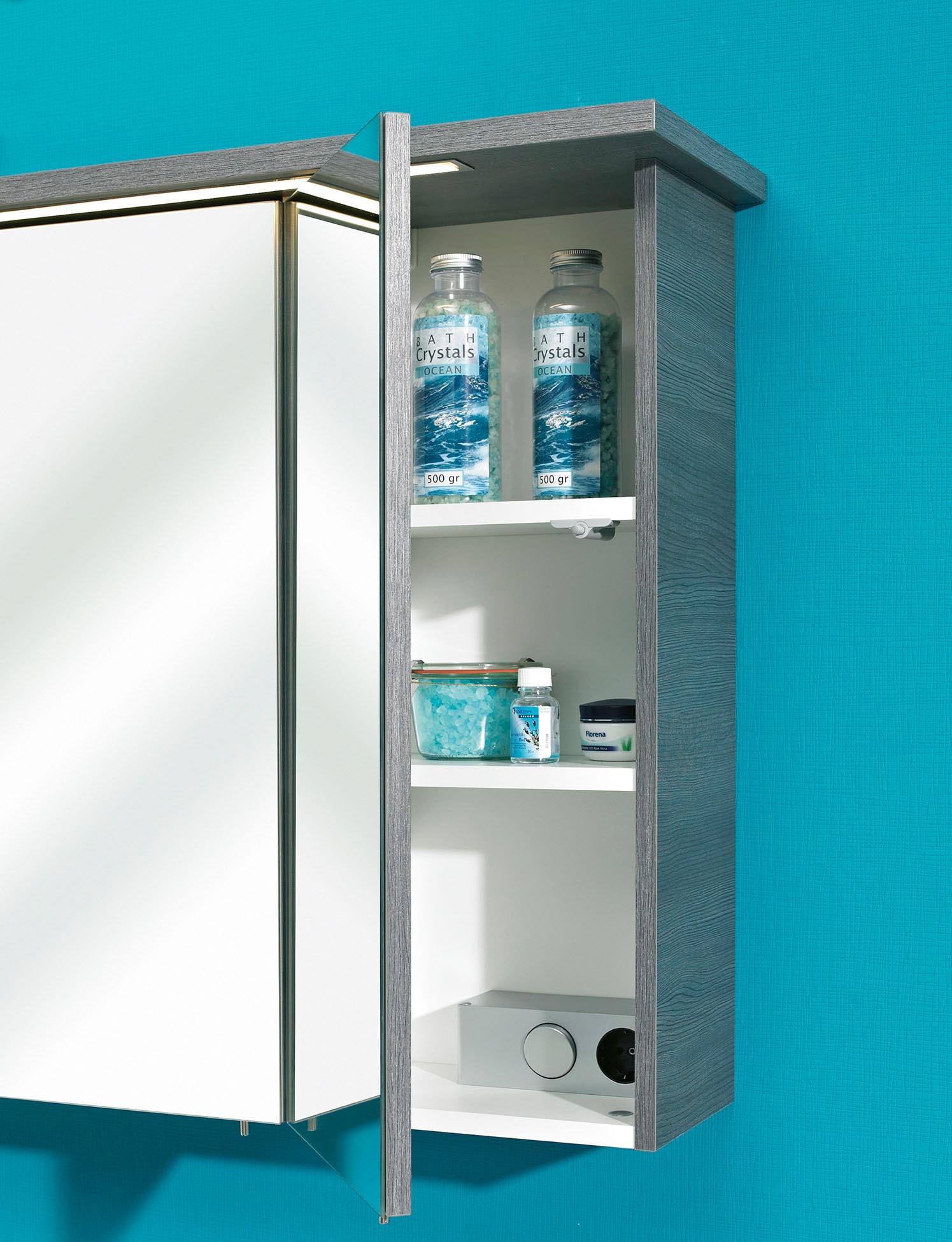 Saphir Badmöbel-Set »Quickset 5-teilig, Mineralmarmor-Waschtisch und LED-Spiegelschrank« 6 Stk. tlg.