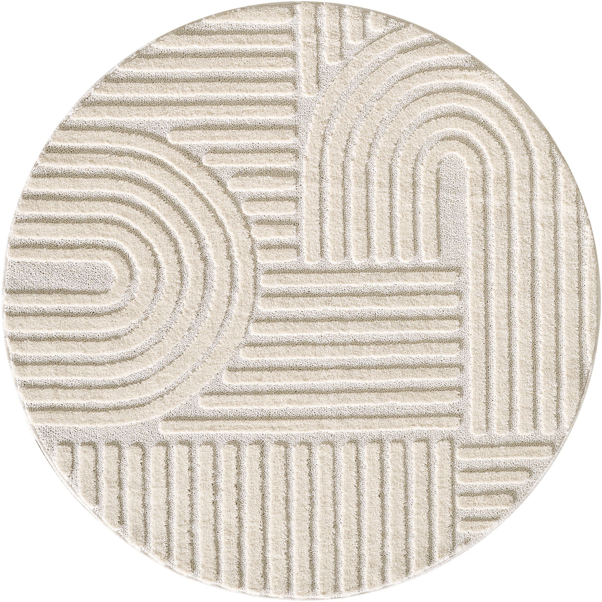 Ayyildiz Teppiche Teppich »ART 1121«, rund, 8 mm Höhe, 3D Hoch-Tief-Effekt, günstig online kaufen