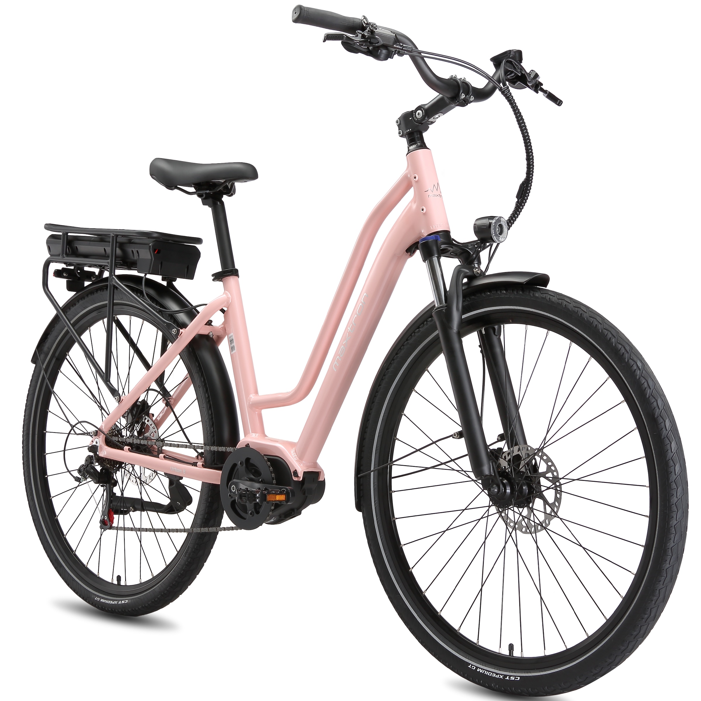 Maxtron »Maxtron Urban 8 City-E-Bike 28 Zoll« 7 Gang Shimano Kettenschaltung Mittelmotor 250 W (mit integr. Akku), Elektrofahrrad für Alltag und Einkauf