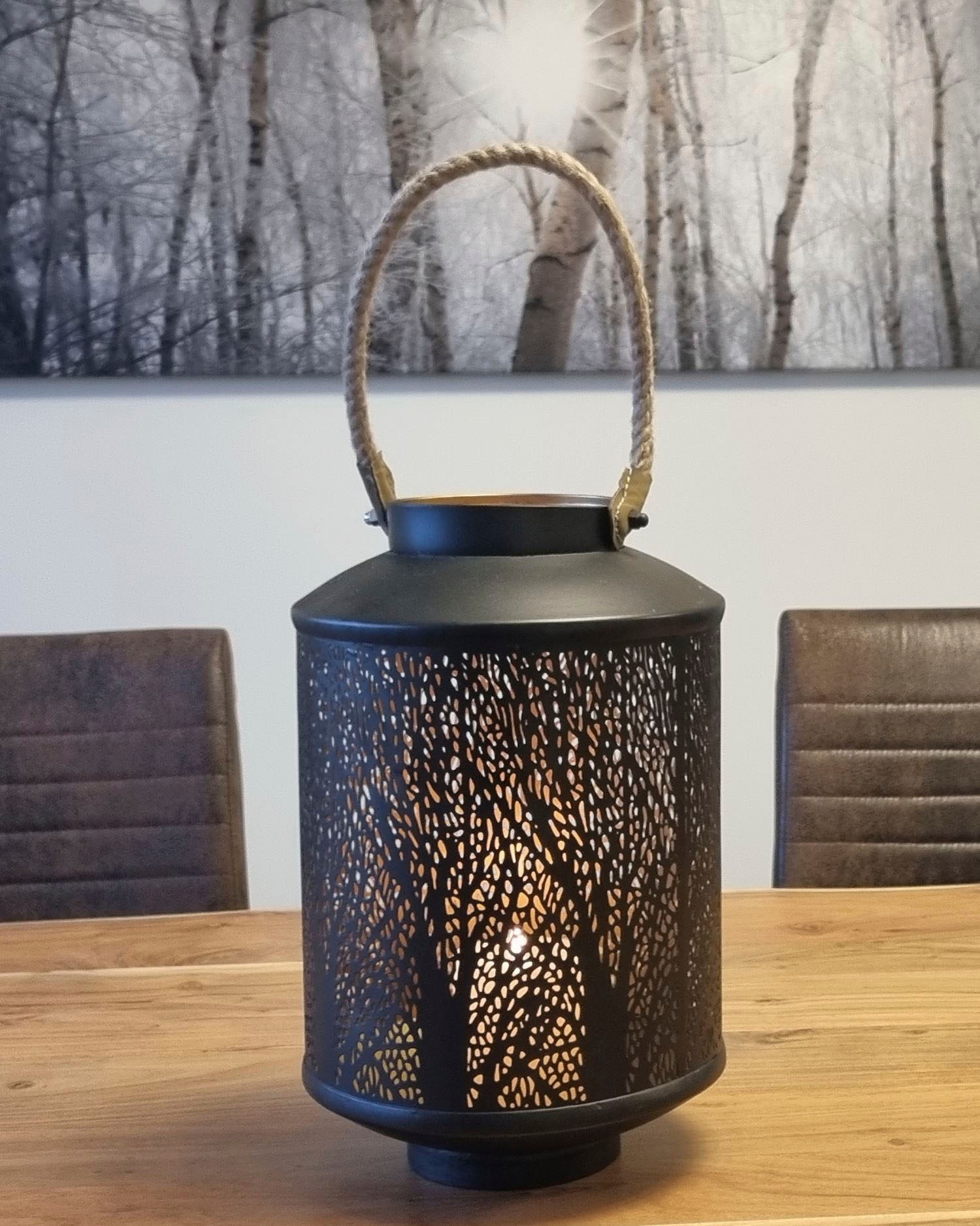 Ambiente Haus Kerzenlaterne »Laterne Walddesign, Tau Griff - (H) 50cm«, (1 St.)