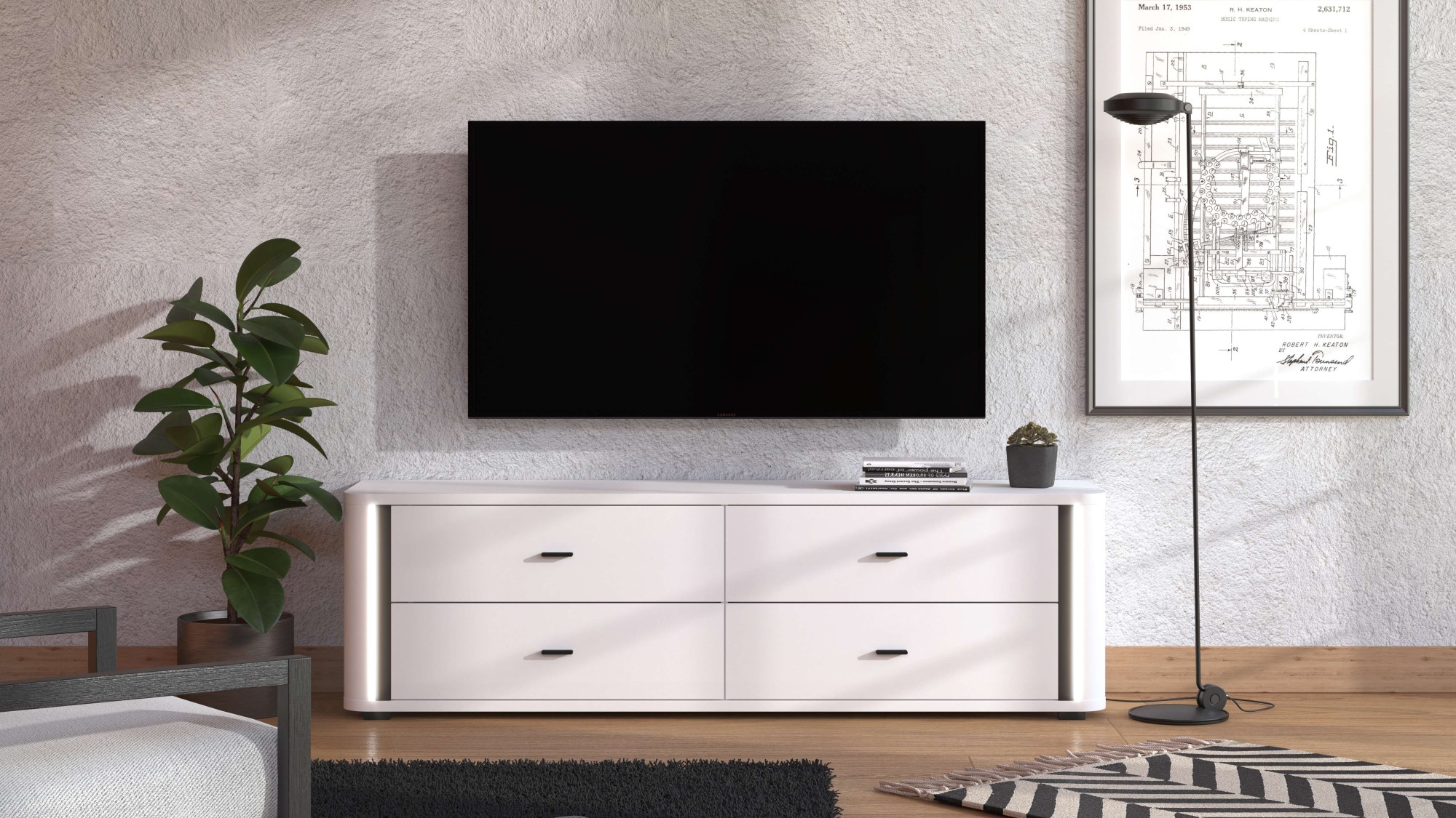INOSIGN TV-Bank »York , TV-Kommode, TV-Schrank, TV-Bank« mit 4 geräumigen Schubladen, Breite 176,5 cm, wandmontage