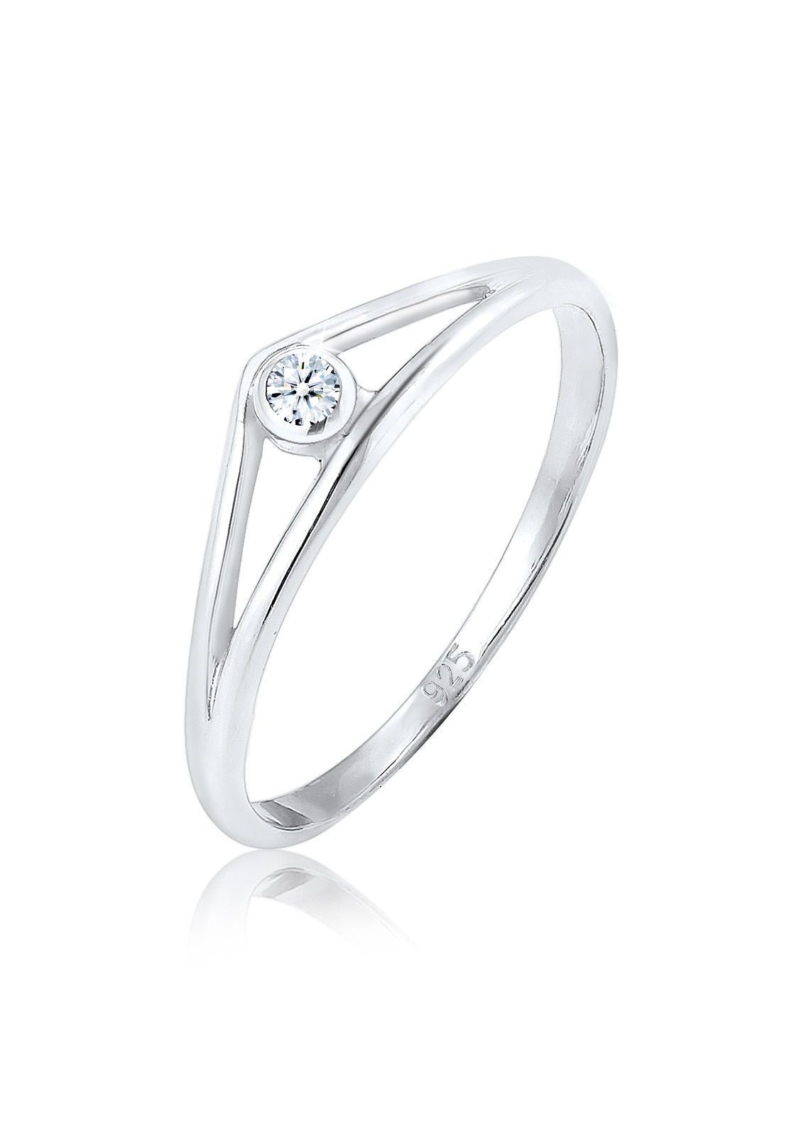 Elli DIAMONDS Verlobungsring »Verlobungsring Geo Diamant (0.03 ct.) 925 Silber«