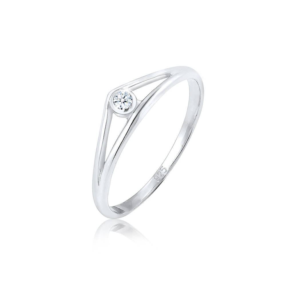 Elli DIAMONDS Verlobungsring »Verlobungsring Geo Diamant (0.03 ct.) 925 Silber«