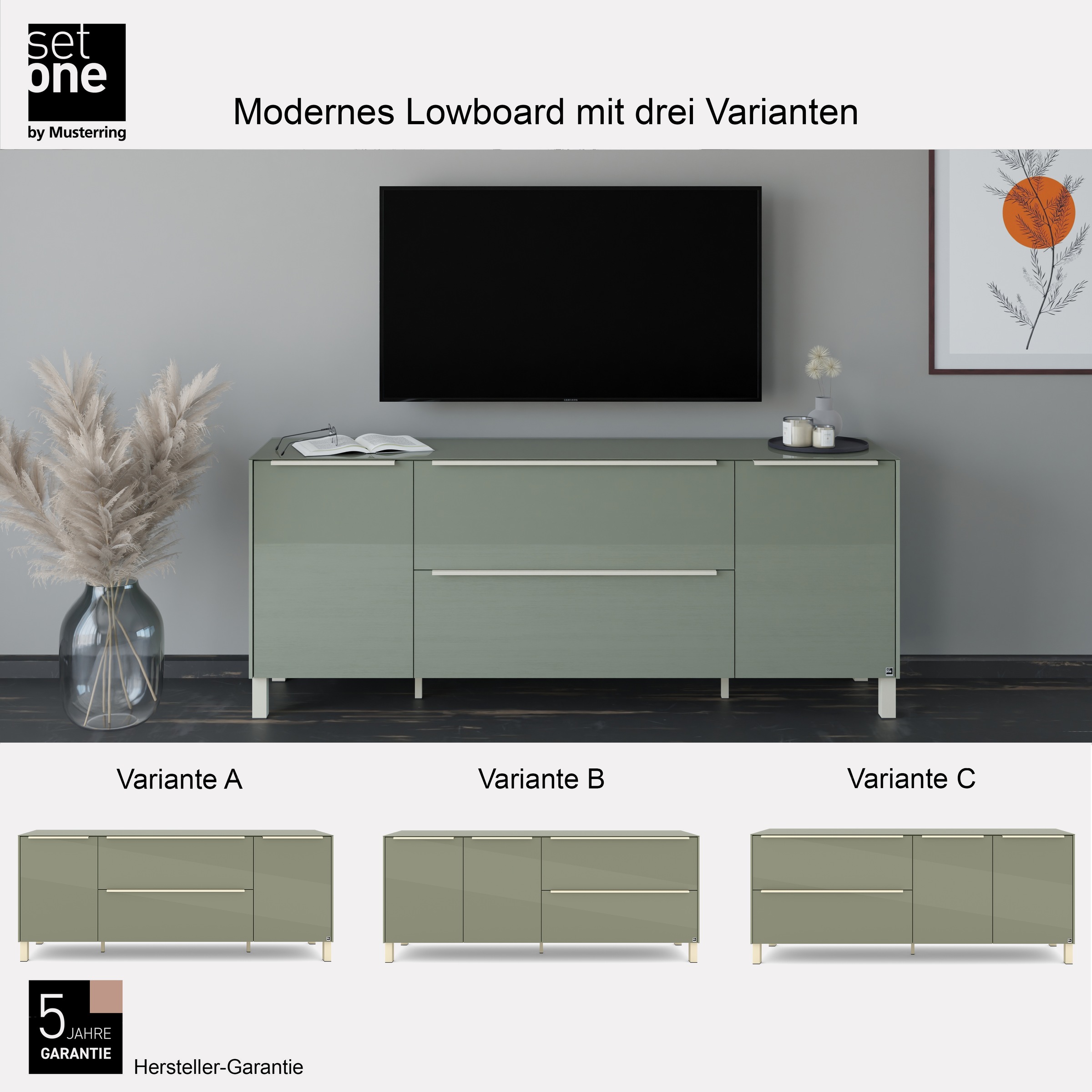 set one by Musterring Lowboard »Reno« 1 Stk. tlg. Mit Vierkantfuß in diversen Farben, 75 cm Höhe & Farbauswahl