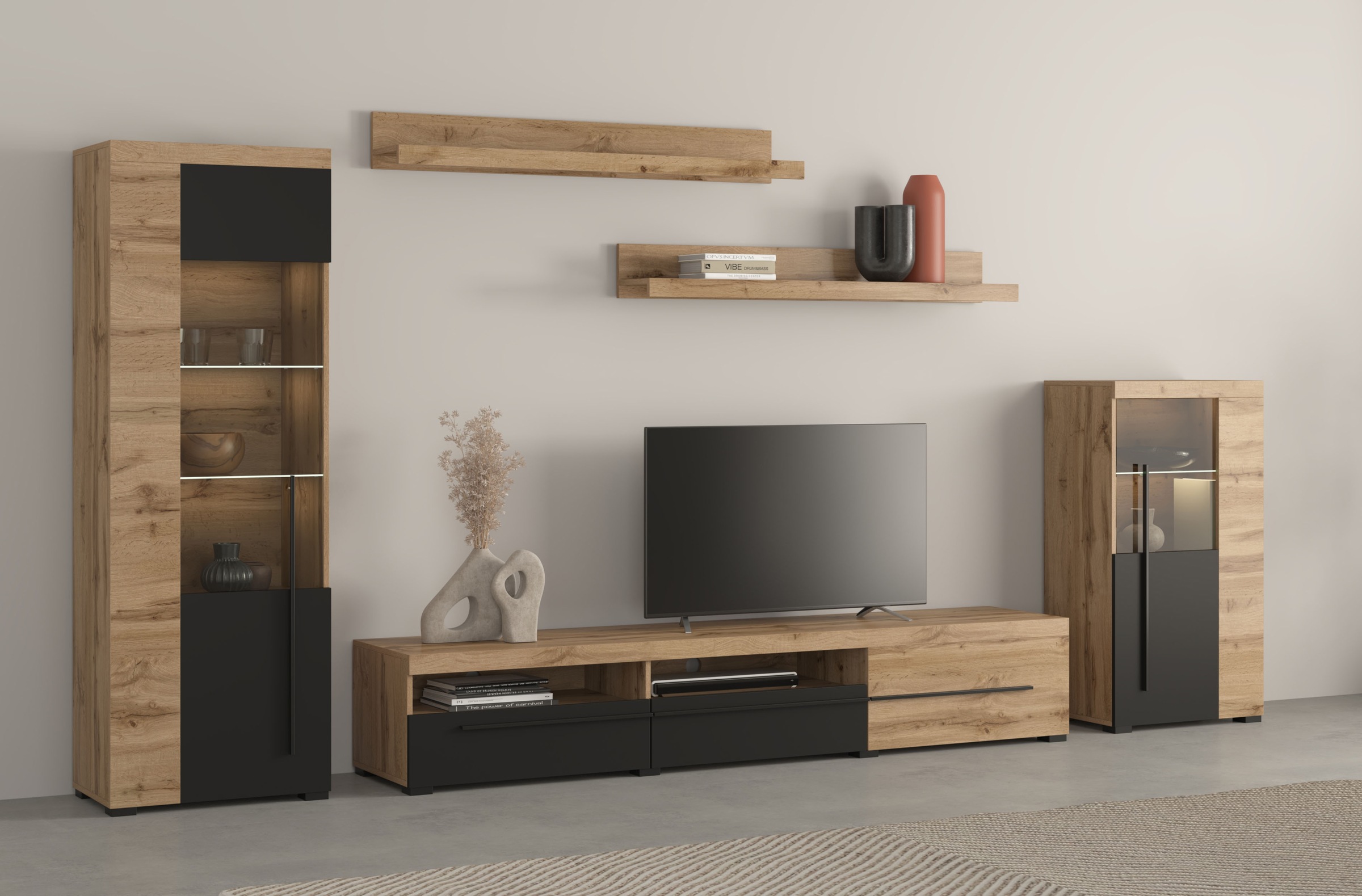 INOSIGN Wohnwand »Roger,Breite 270 cm moderne Mediawand ohne Beleuchtung« S günstig online kaufen