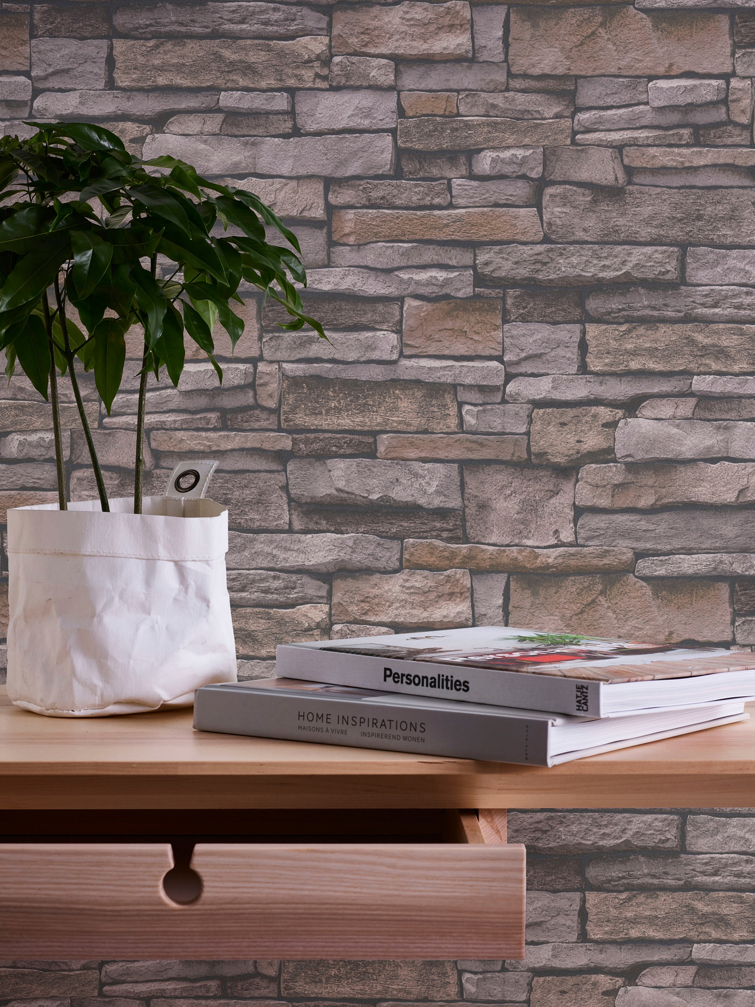 A.S. Création Vliestapete »Terra Steintapete«, matt-gemustert-neutral, Steinoptik Steinwand Naturstein-Tapete 3D-optik Tapeten Wohnzimmer