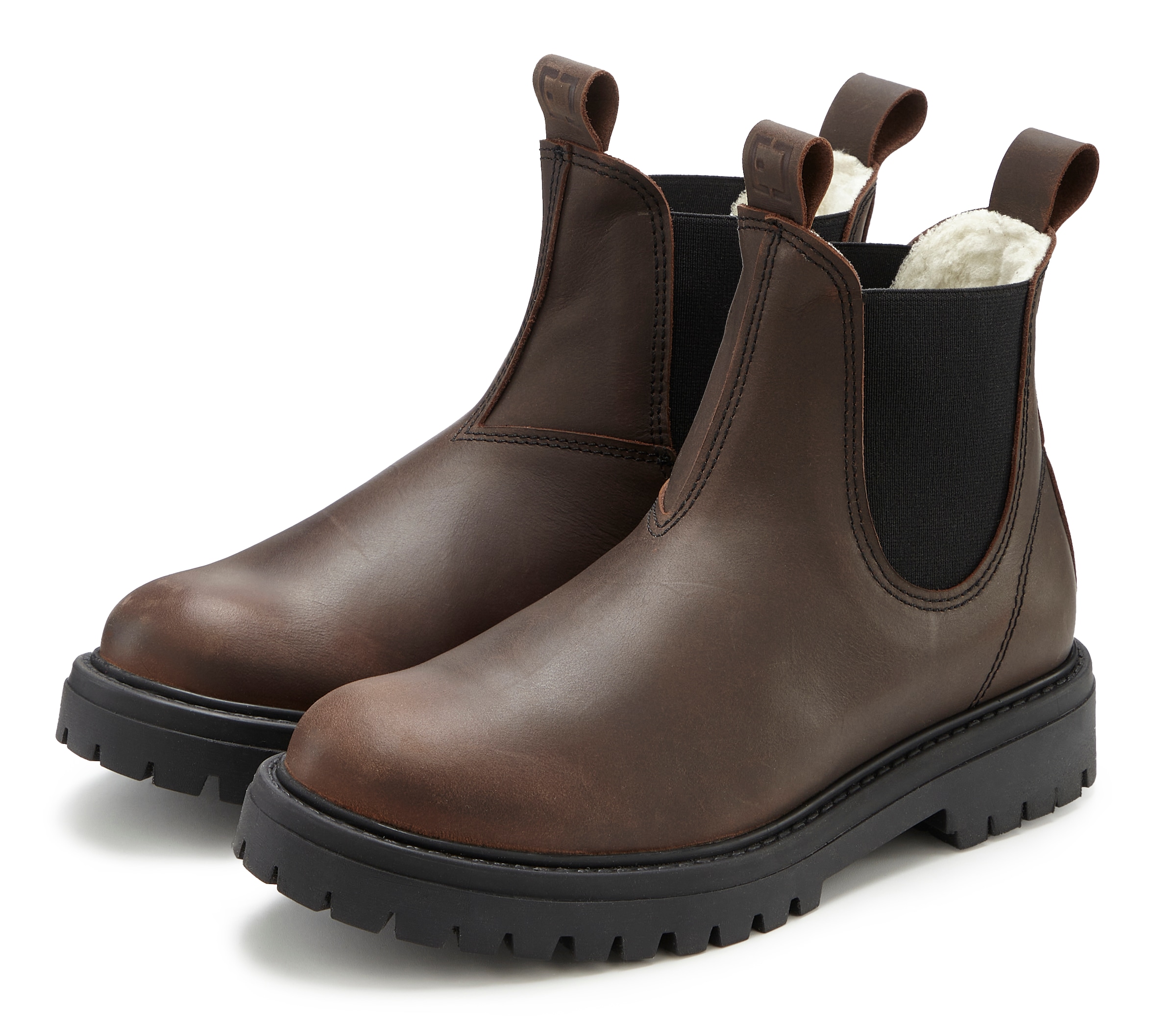 Stiefelette aus Leder im klassischen Chelsea-Look, Stiefel, Boots, Winterstiefel, Gr. 39, dunkelbraun