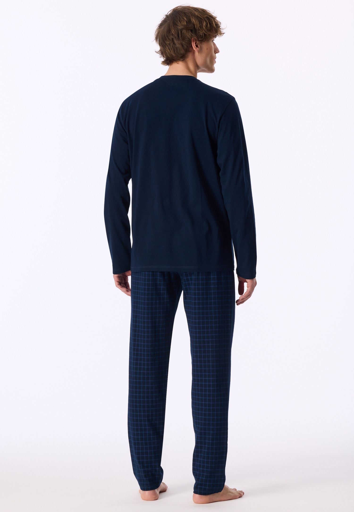 uncover by SCHIESSER Schlafanzug »Uncover Nightwear« 2 tlg. Single Jersey-Qualität, Langarm, V-Ausschnitt, weich