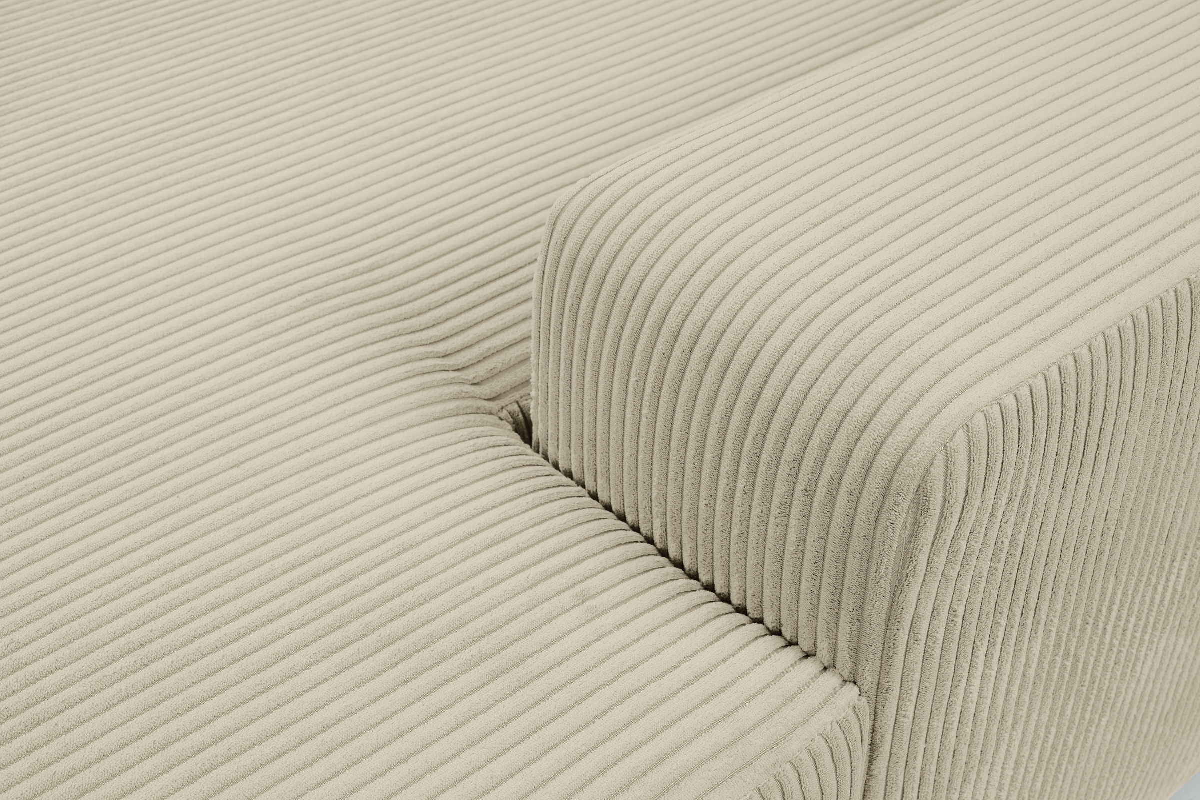 WERK2 Wohnlandschaft »Rotterdam-U, U-Form, in kuschelweichem Cord oder Breitcord«, Design Sofa mit Schlaffunktion & Bettkasten, Cord, Natur