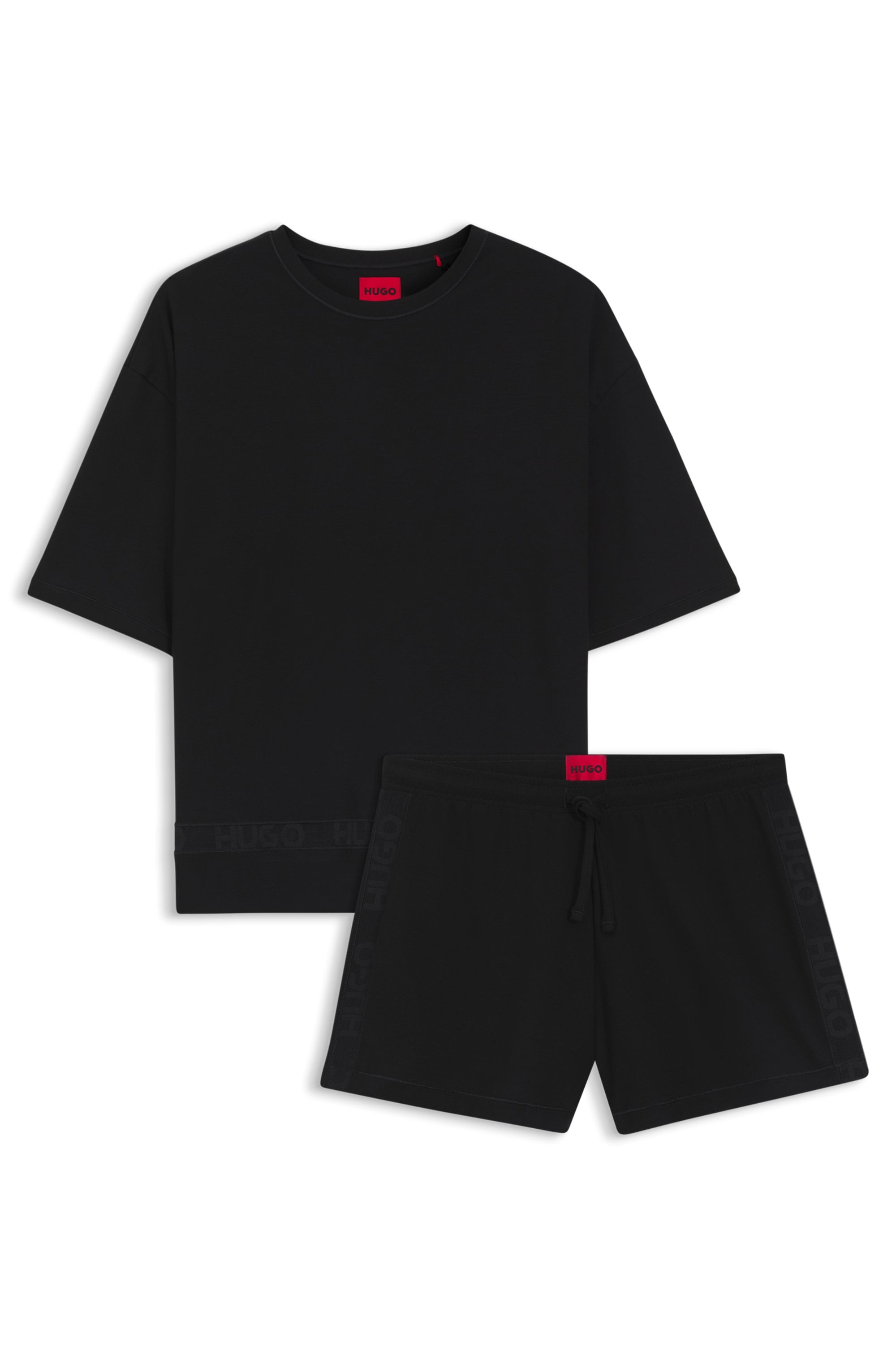 HUGO Underwear Pyjama »MESH LOGO SHORT-SET« Set, 2 Stretch-Baumwolle im Relaxed Fit