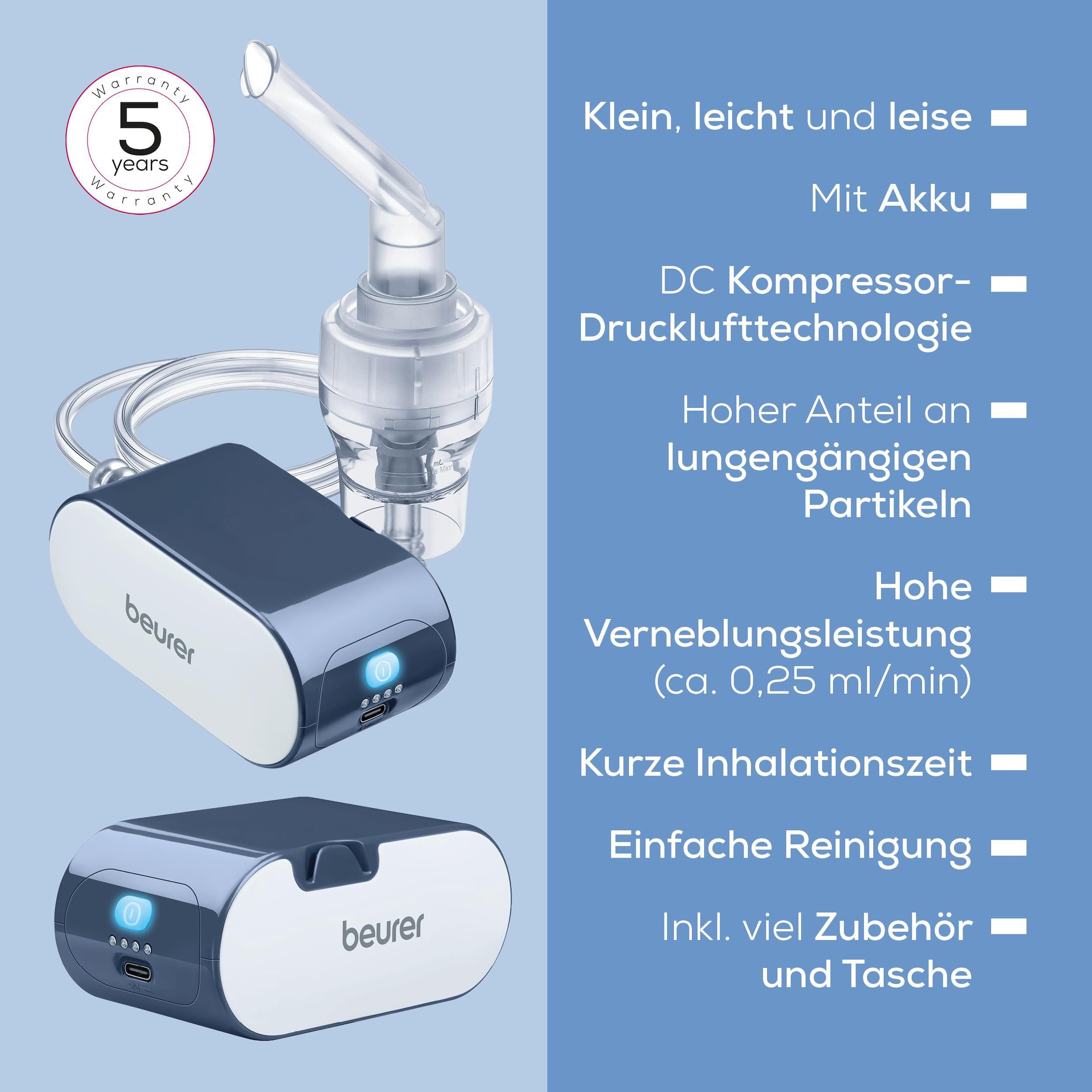 BEURER Inhalationsgerät »IH 61 mit DC Kompressor-Drucklufttechnologie« Zur Behandlung der oberen und unteren Atemwege