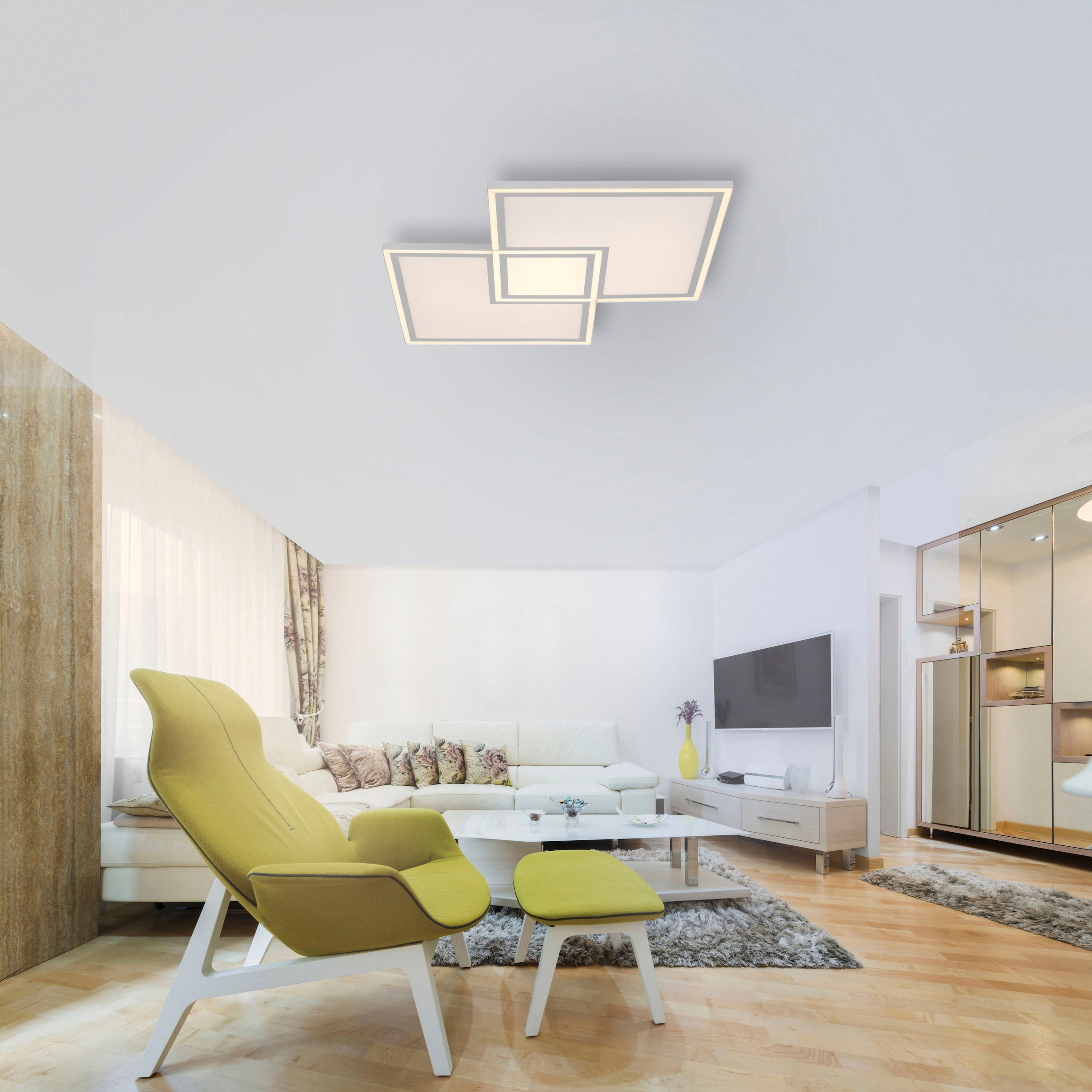 JUST LIGHT LED Panel »EDGING«, 1 flammig, Leuchtmittel LED-Board | LED fest integriert, dimmbar über Fernbedienung,Fernbedienung, Funk inkl.,Serienschalter