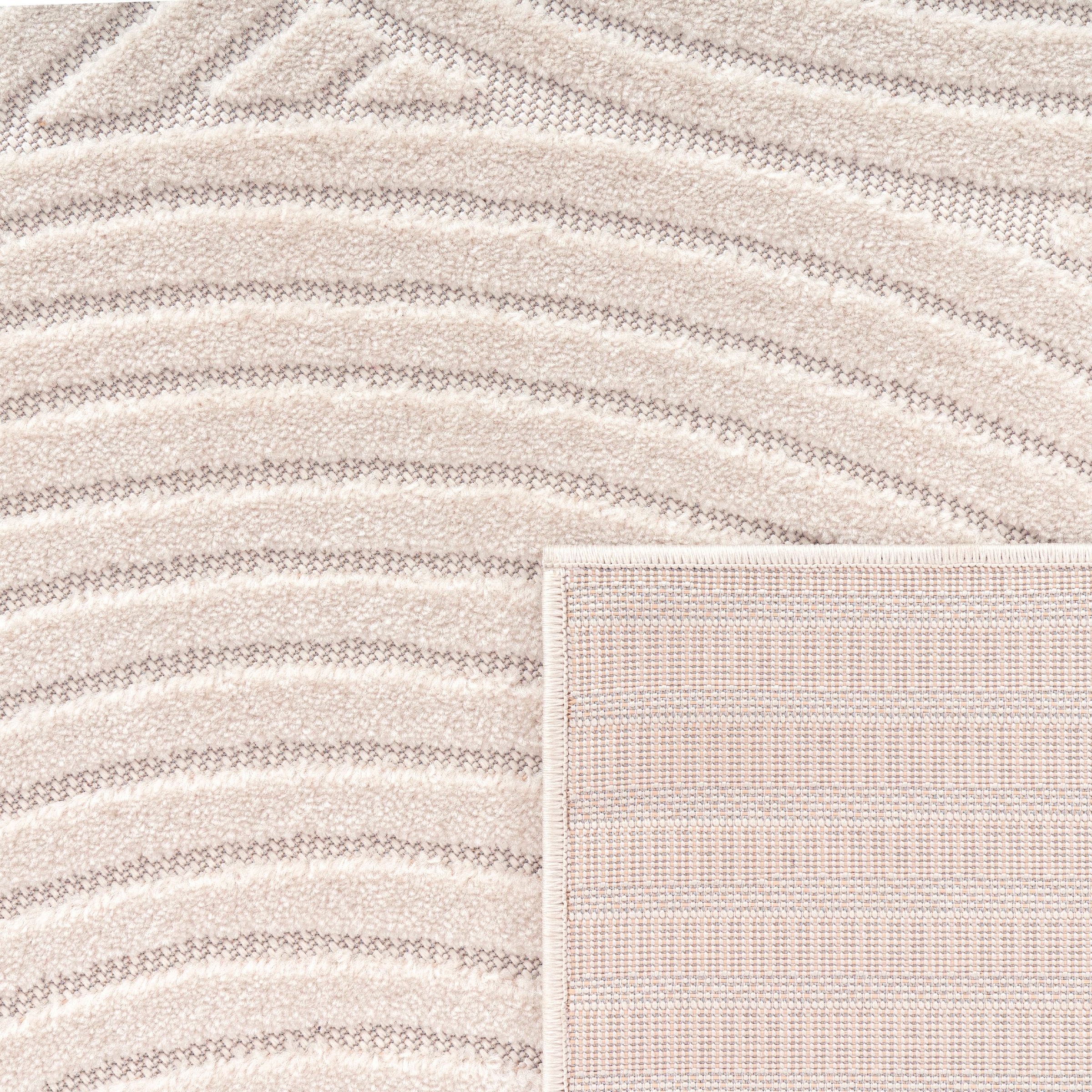 Paco Home Teppich »Cotton und Effekt, Scandi-Look, bequem Kurzflor, bestellen schnell rechteckig, Hoch-Tief- geeignet Uni Farben, 233«, Outdoor