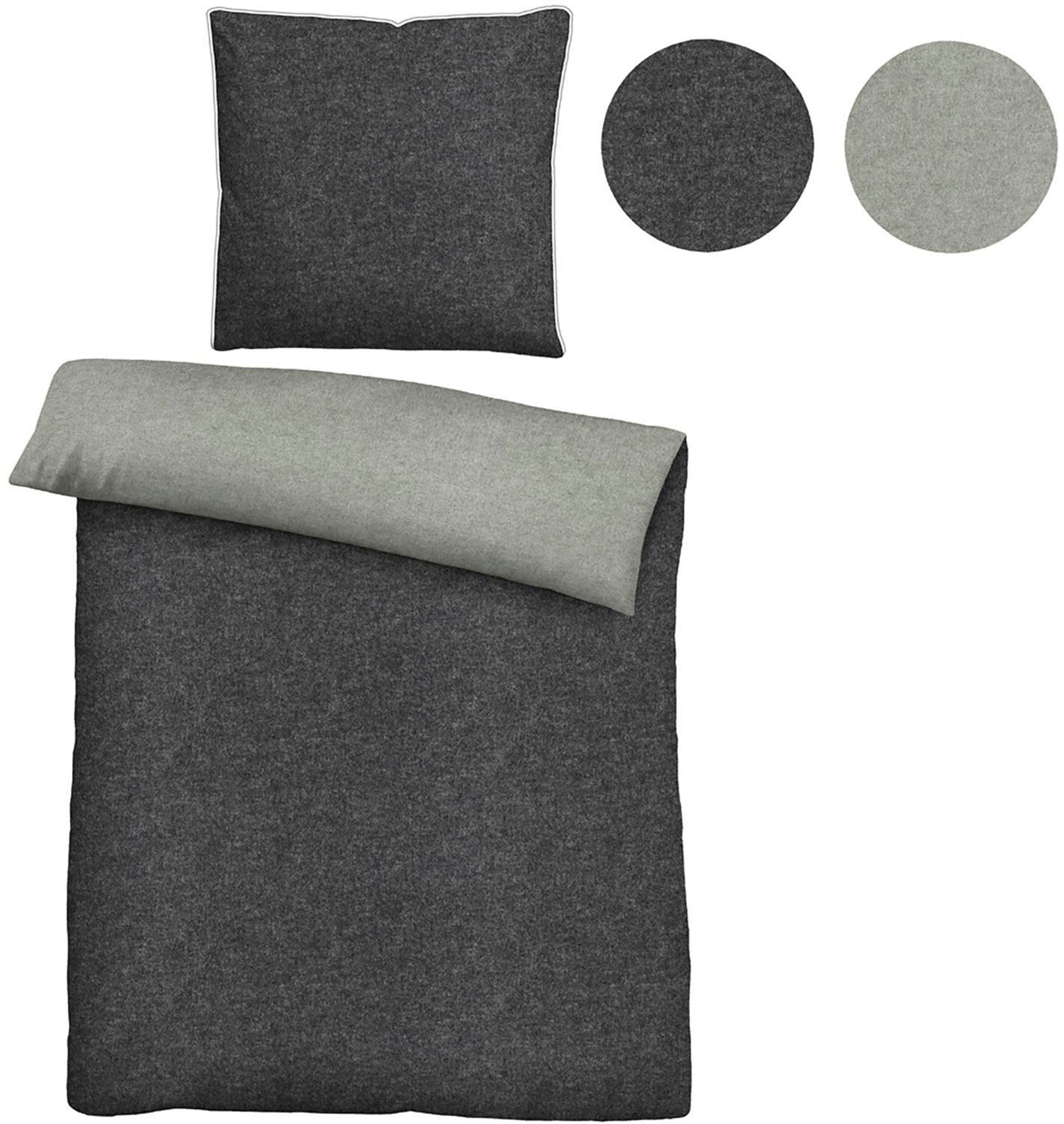 Biberna Wendebettwäsche »Hermal«, aus weicher, wohlig warmer Flanell (Biber) Qualität in Melange Optik, aus 100% Baumwolle, STANDARD 100 by OEKO-TEX® zertifiziert, Made in Germany