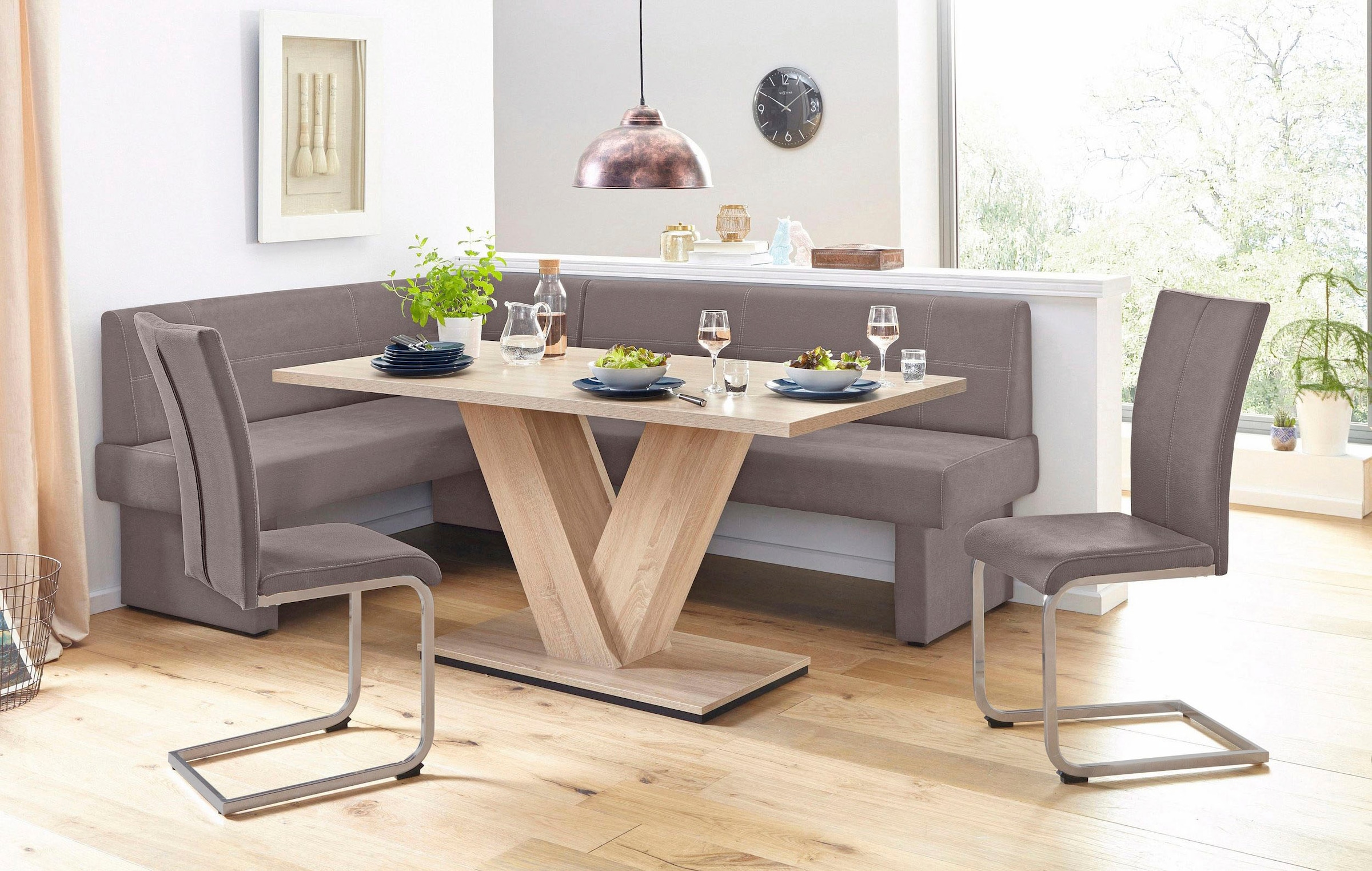 Home affaire Freischwinger »Nils«, (Set), 2 St., Luxus-Microfaser Lederoptik, Stuhl belastbar bis 120 Kg, Gestell Metall im Chrom-Look oder Schwarz