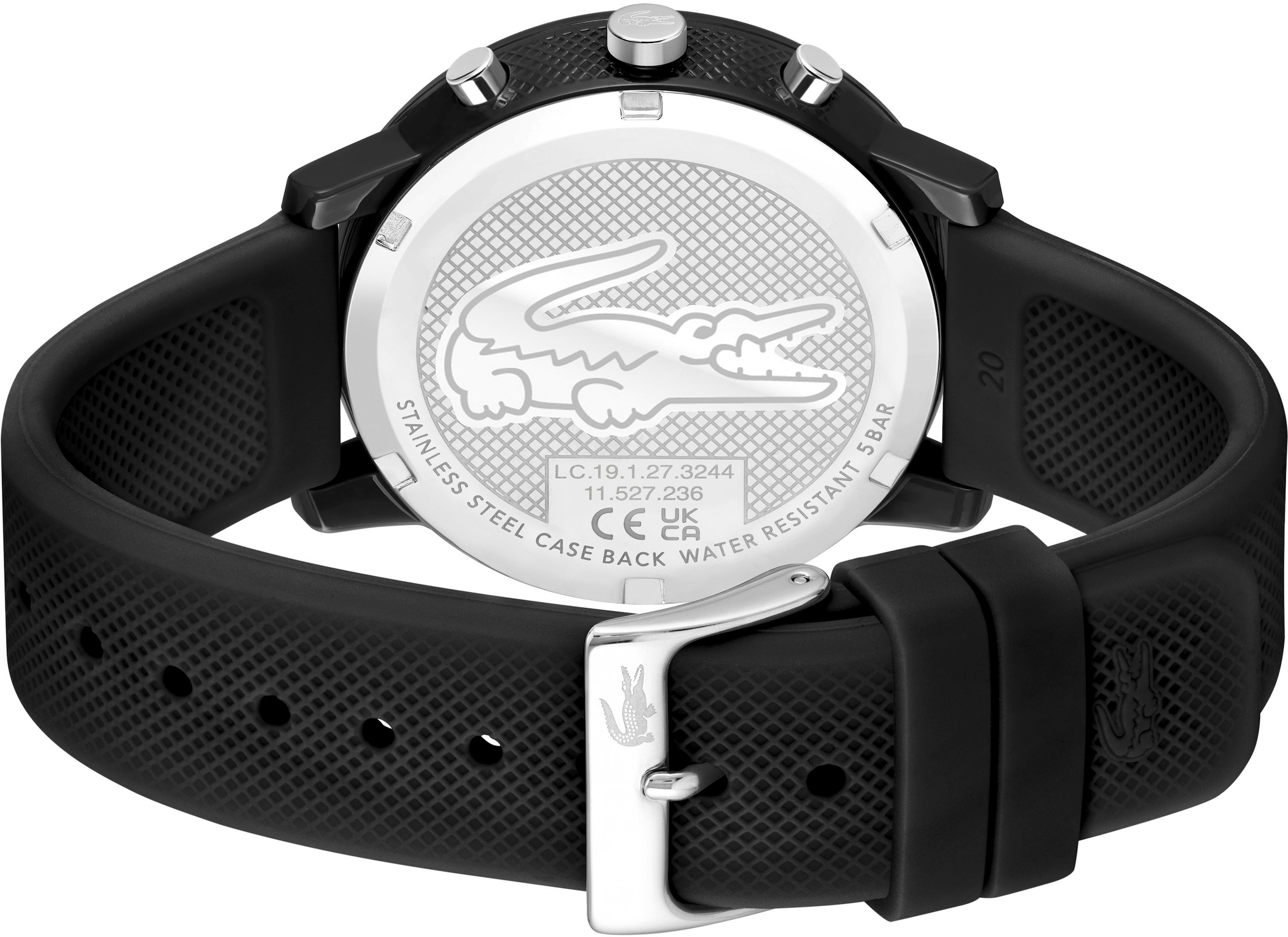 Lacoste Chronograph »LACOSTE.12.12 CHRONO«, Quarzuhr, Armbanduhr, Herrenuhr, Stoppfunktion, Silikonarmband