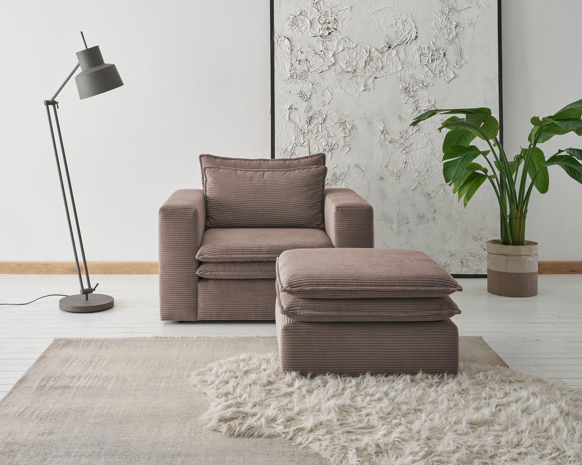 Home affaire Sitzgruppe »PIAGGE« 2 Stk. tlg. Hochwertiger Cord, Sessel und günstig online kaufen