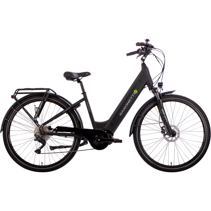 SAXONETTE »Premium Sport (Wave)« 10 Gang Kettenschaltung Mittelmotor 250 W Pedelec, Elektrofahrrad für Damen u. Herren schwarz+schwarz