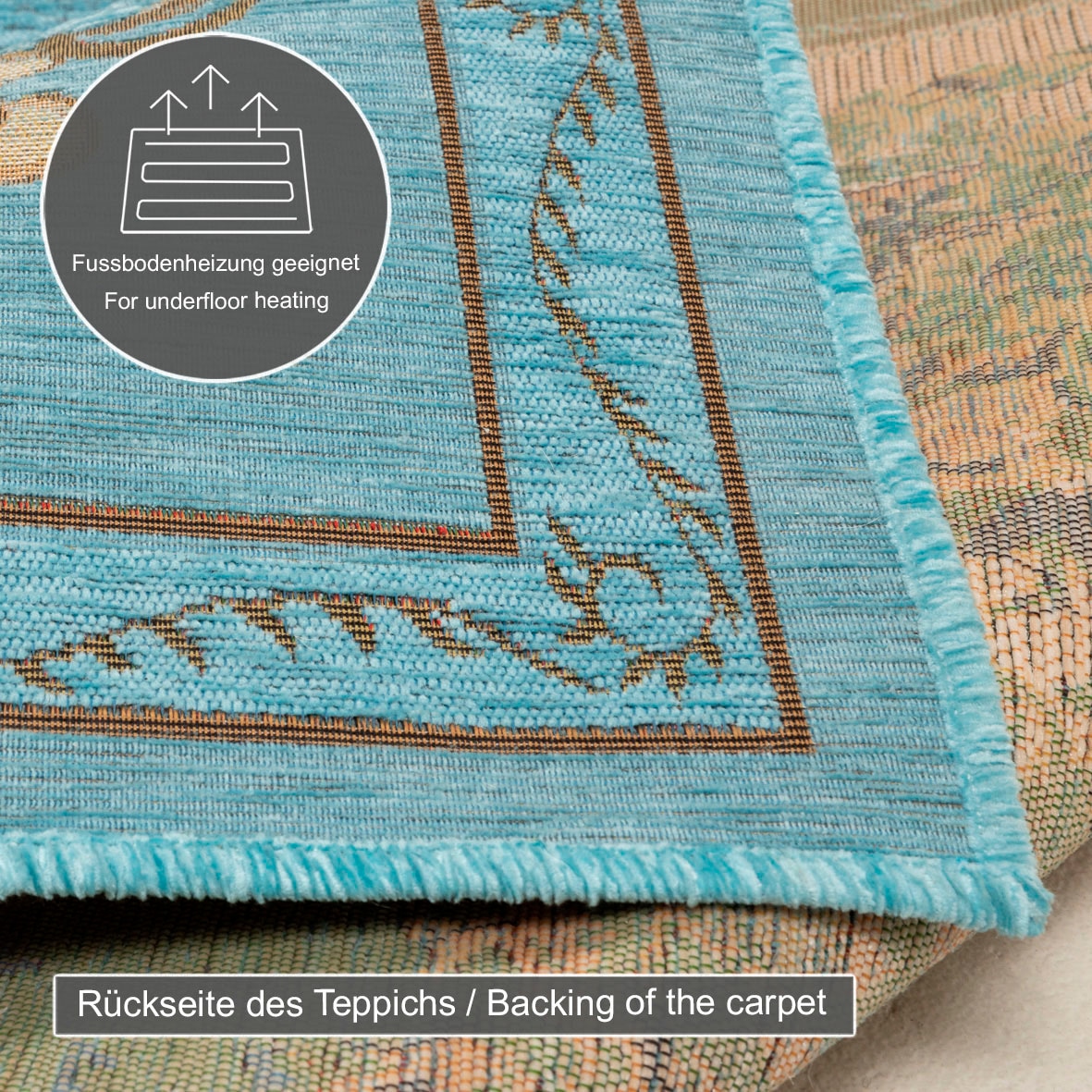 THEKO Teppich »Flomi Floral«, rechteckig, 3 mm Höhe, gewebt, Blumen Design, ideal im Wohnzimmer & Schlafzimmer