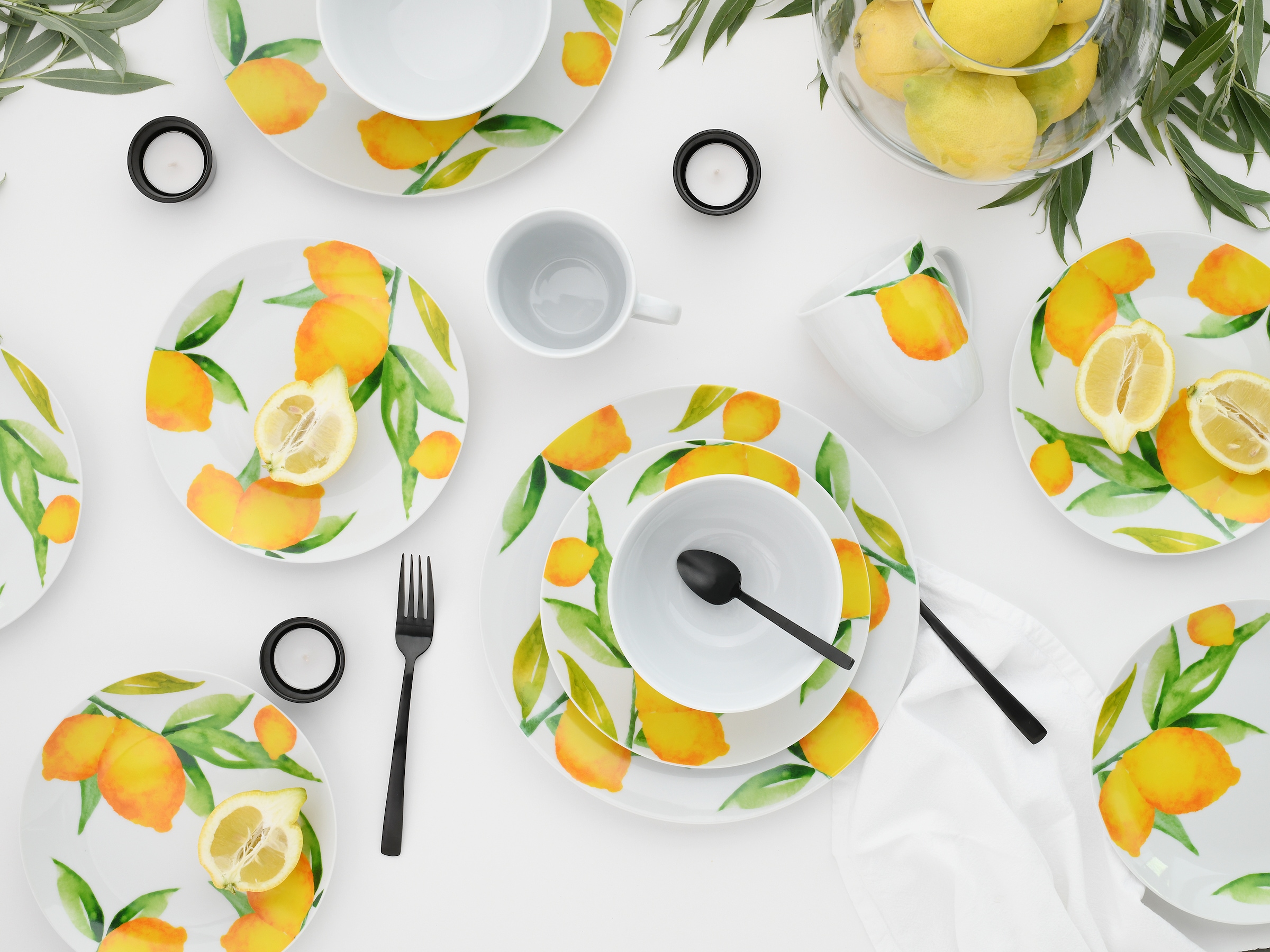 CreaTable Kombiservice »Luna Limoncello, Kombi-Service 24-tlg«, (Set, 24 tlg.), Zitronendekor