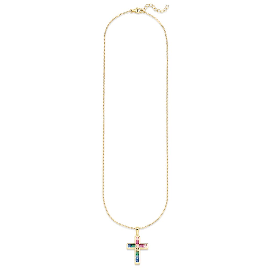 Bruno Banani Kette mit Anhänger »Schmuck Geschenk Silber 925 Halsschmuck Halskette Regenbogen Kreuz«