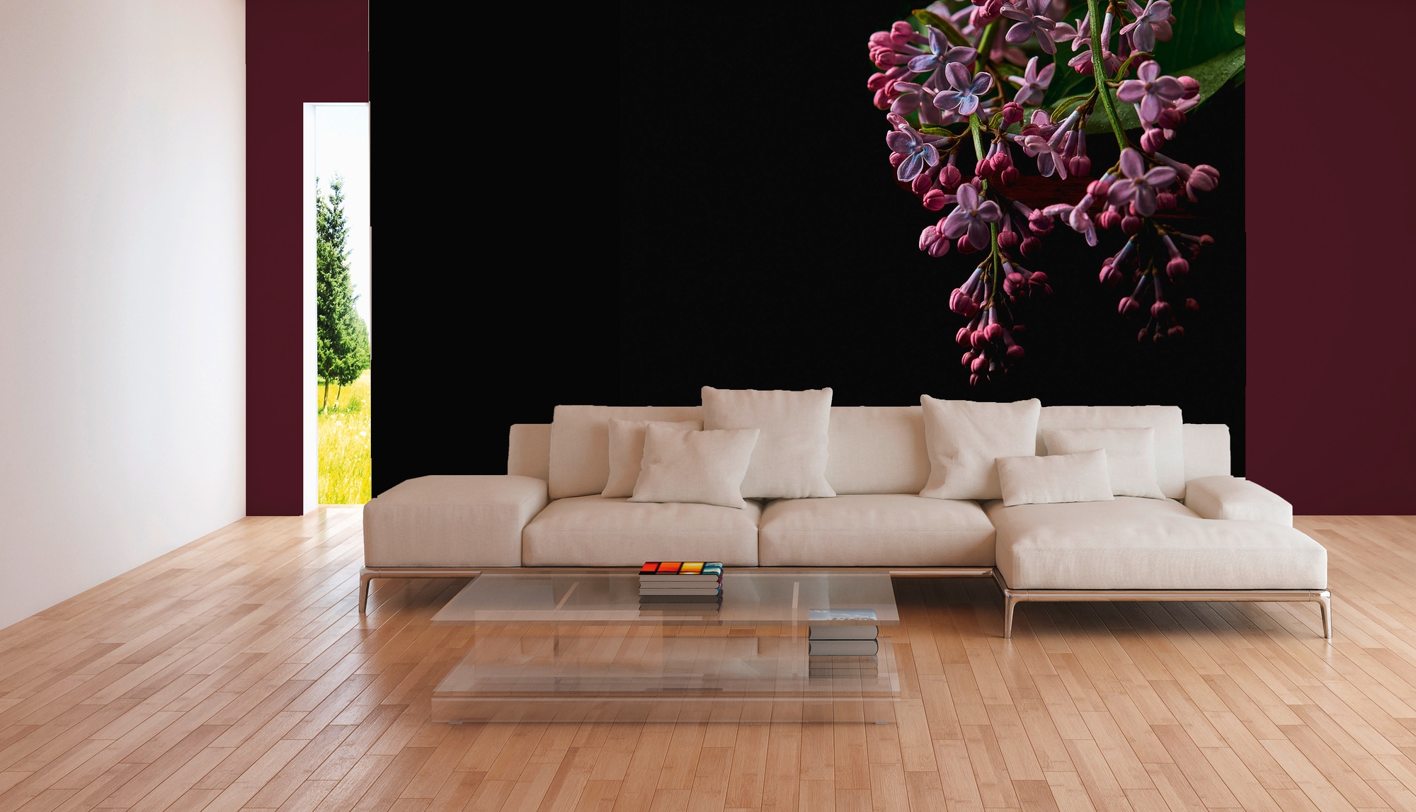 A.S. Création Vliestapete »Fototapete Flieder Dunkel Lila Schwarz Blumenmot günstig online kaufen