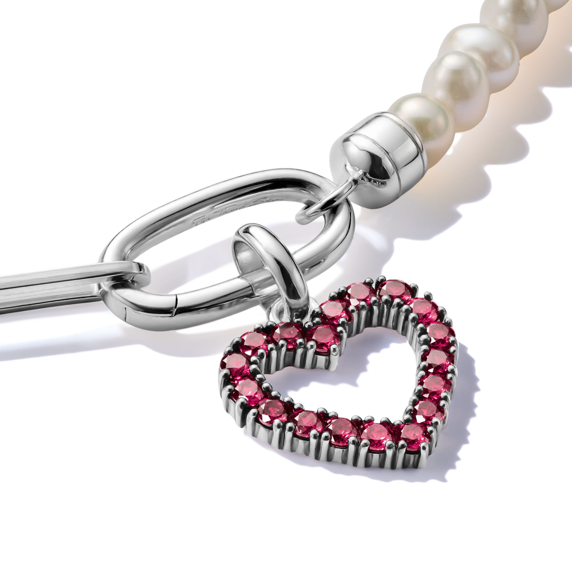 THOMAS SABO Charm Herz »Charm Herz - Connect, CC1237-051-14, CC1237-414-14, CC1237-639-10«, mit Rubin (synth.), Zirkonia (synth.)